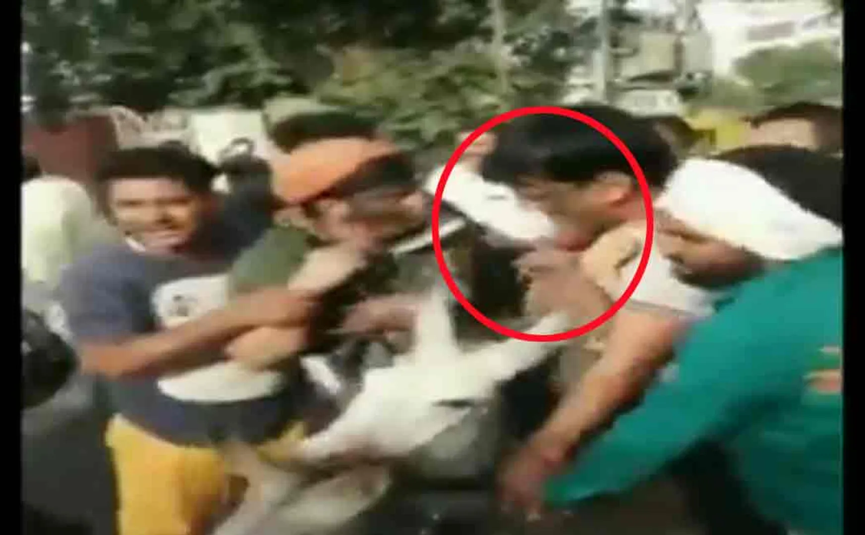 bsp leaders faces blackened by party workers