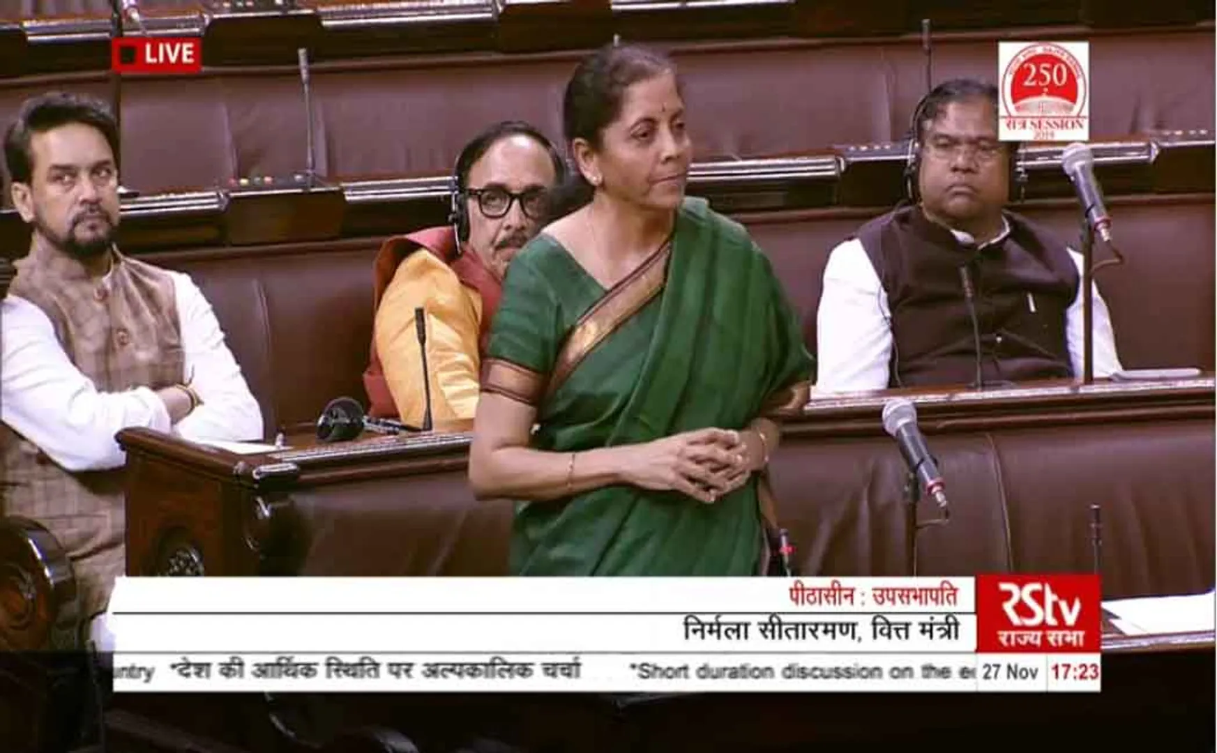 india economy said finance minister nirmala sitharaman at parliament in rajya sabha 
