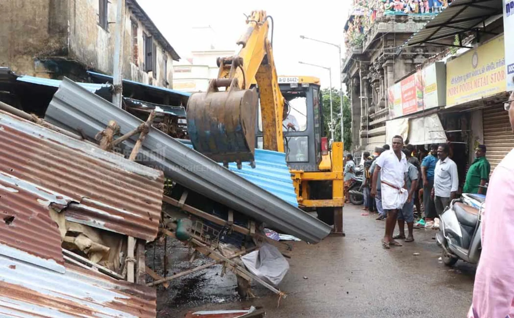 The demolished shops