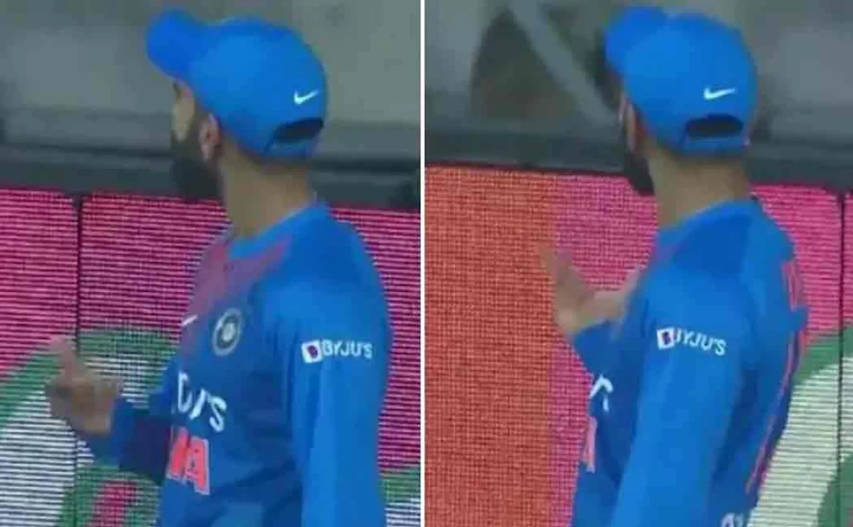 kohli reaction in trivandrum match for dhoni chants