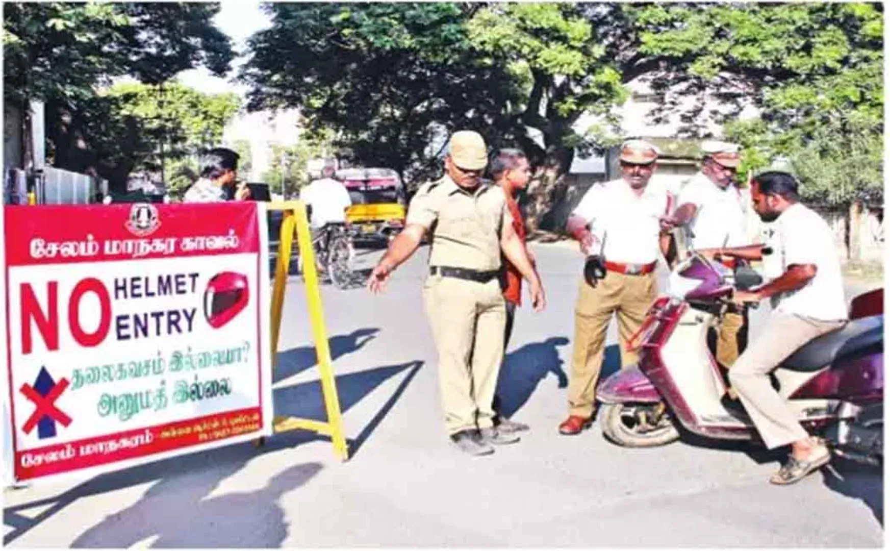 two wheelers driving without helmet salem district traffic police new rules 
