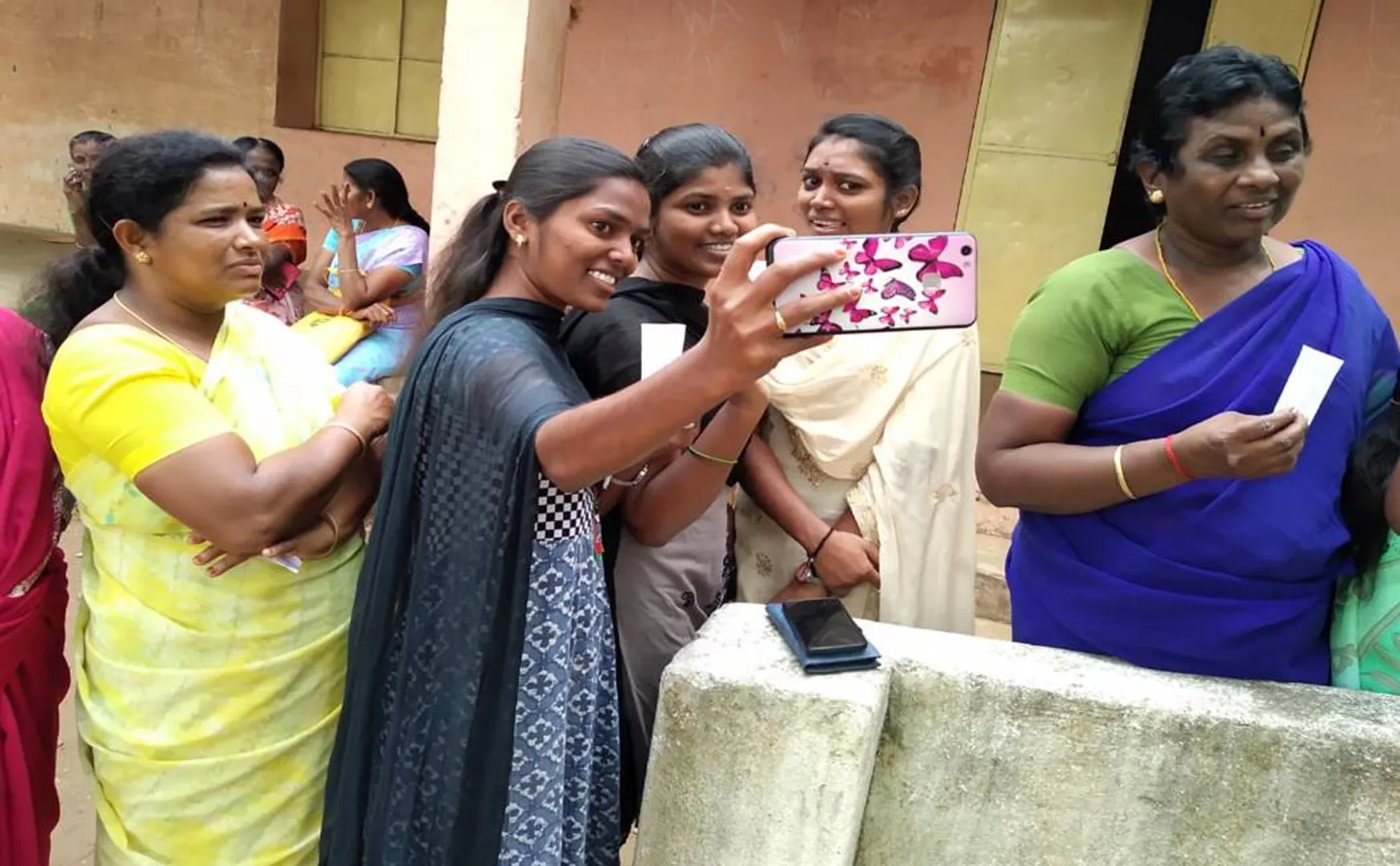 Local body election- Women celebrating taking selfie