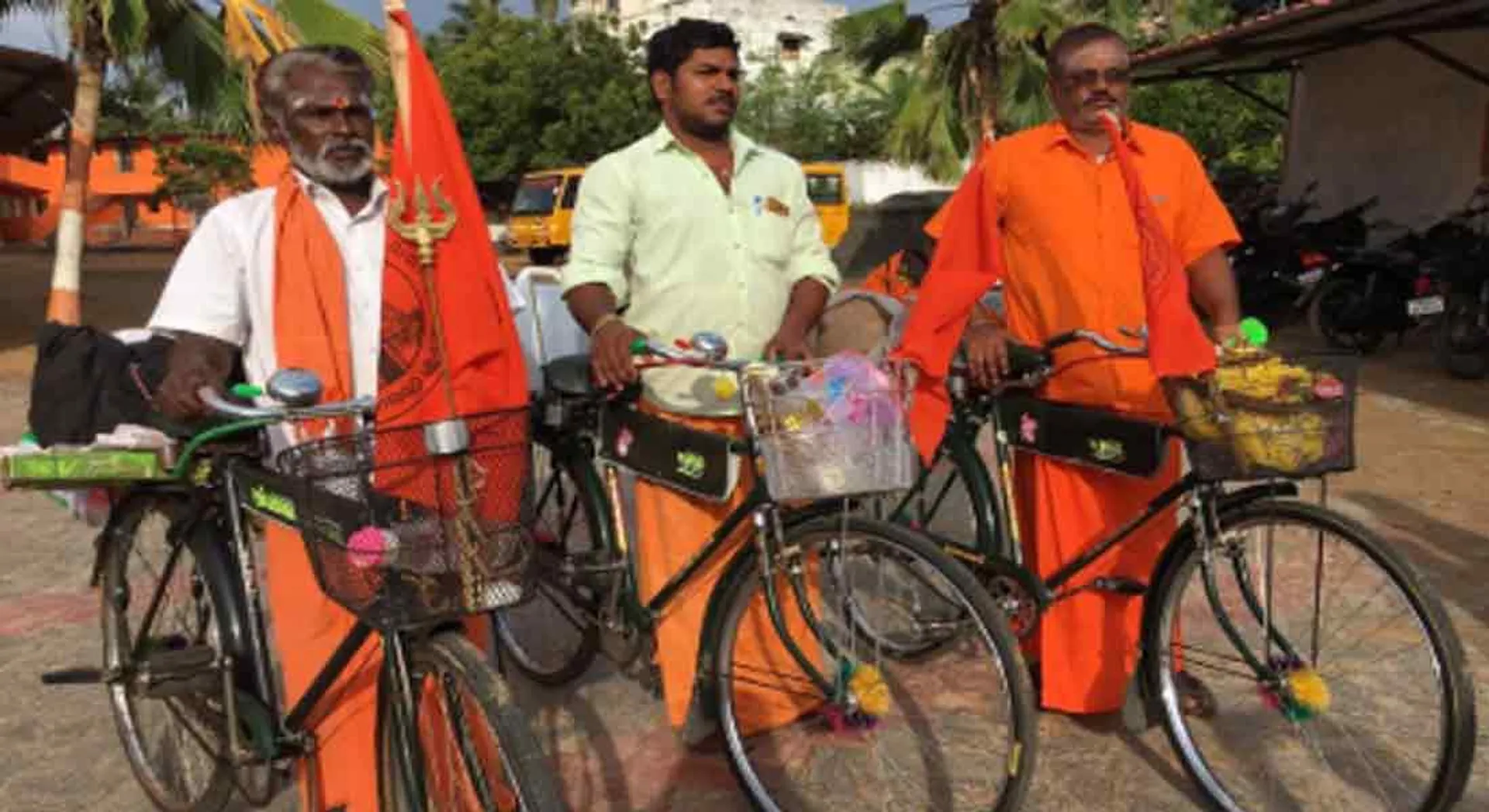 Sand on bicycle to build Rama Temple