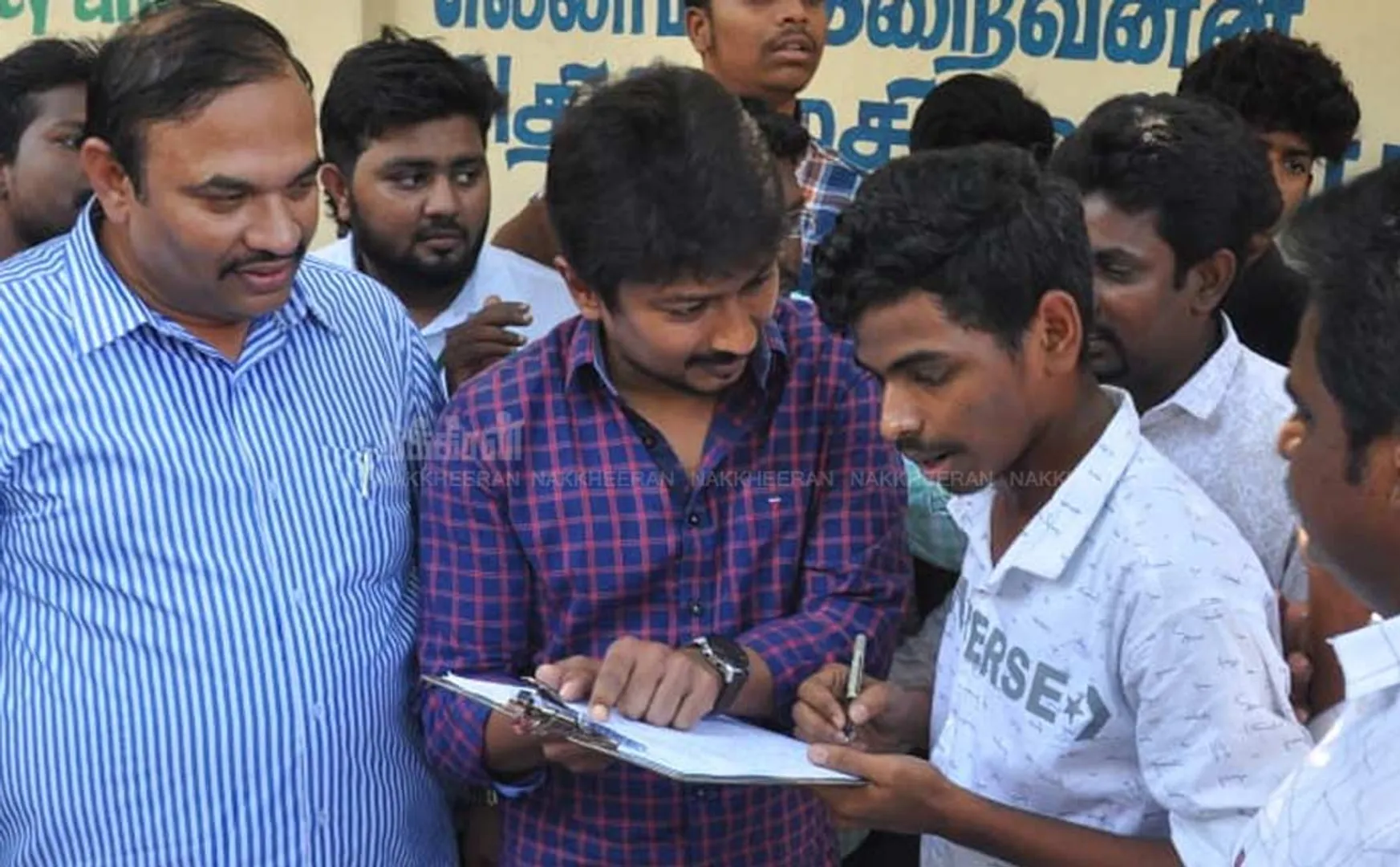 Udayanidhi was among the students in the field for the signature movement