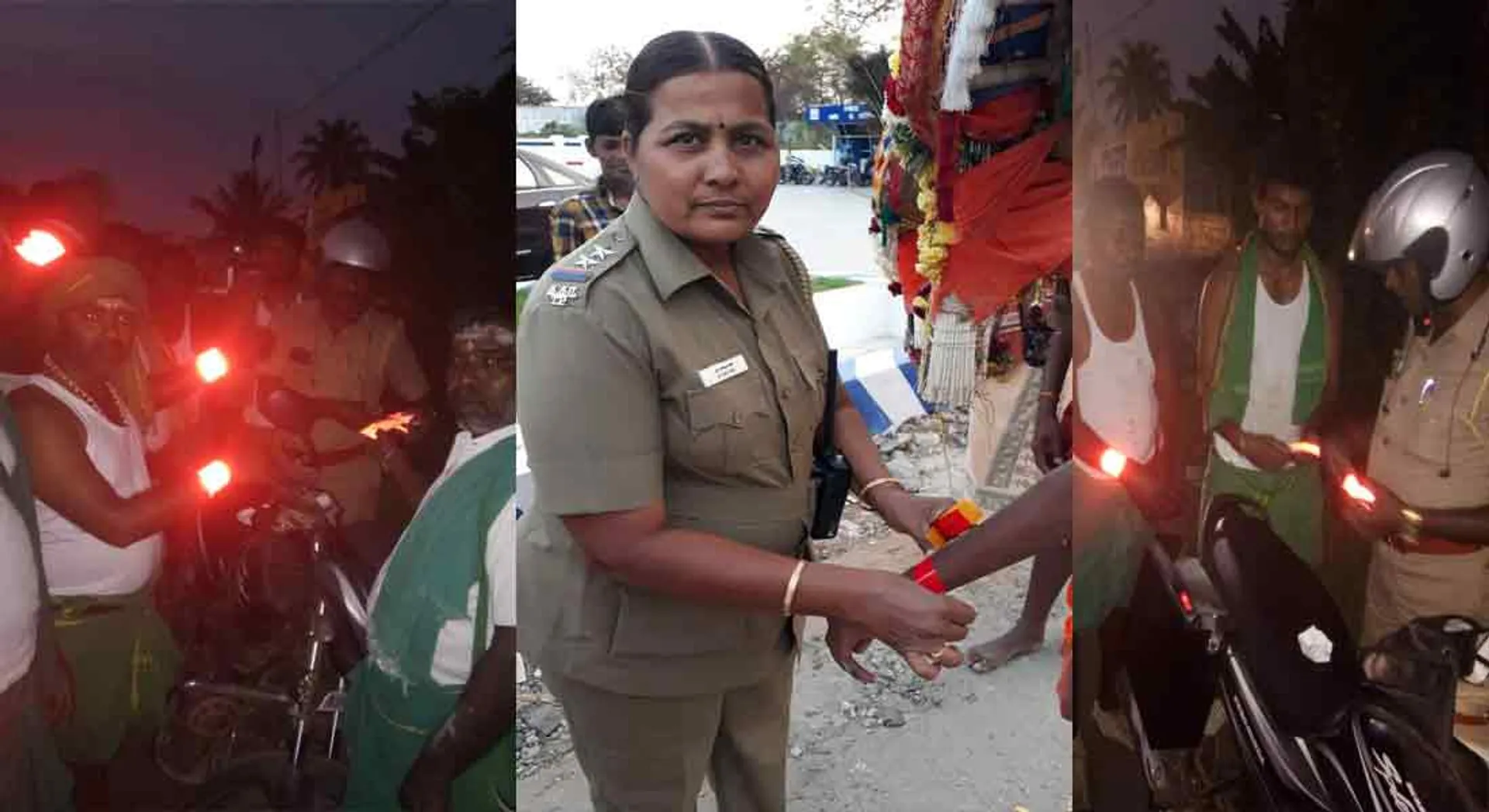 Police gave Reflector Sticker to Palani Travelers