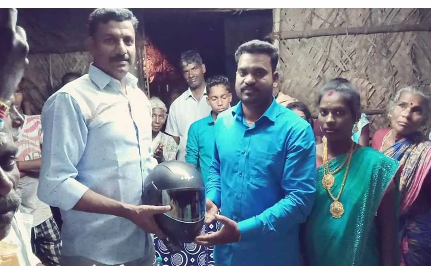 marriage function railway department inspector gift to helmet 