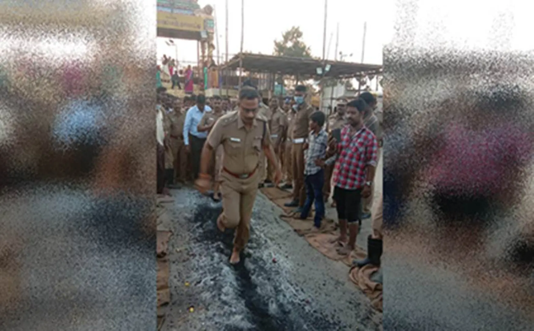 police officer walked in temple fire