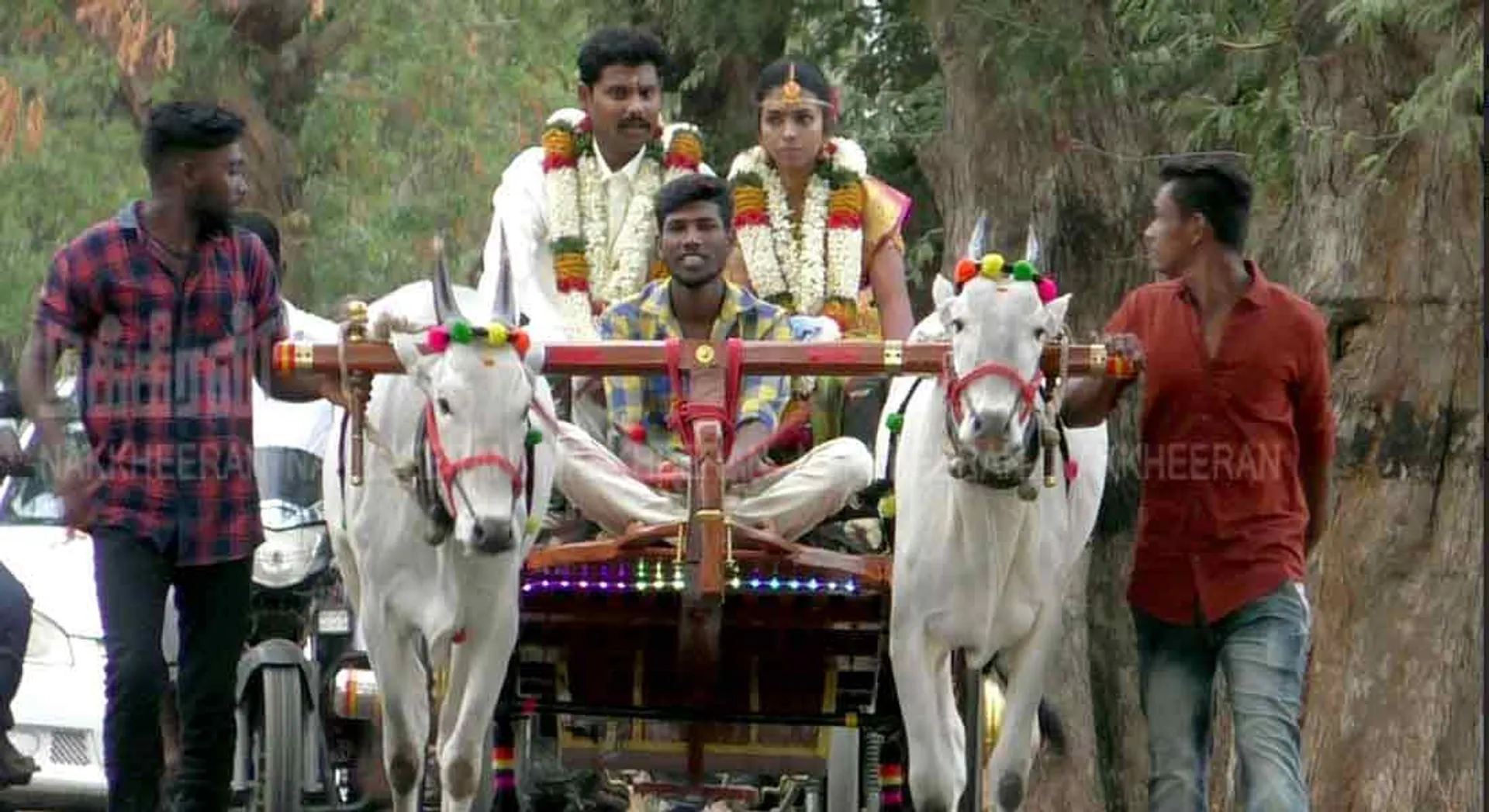 The culture of the  couple is the unchanging 'cow-cart' journey