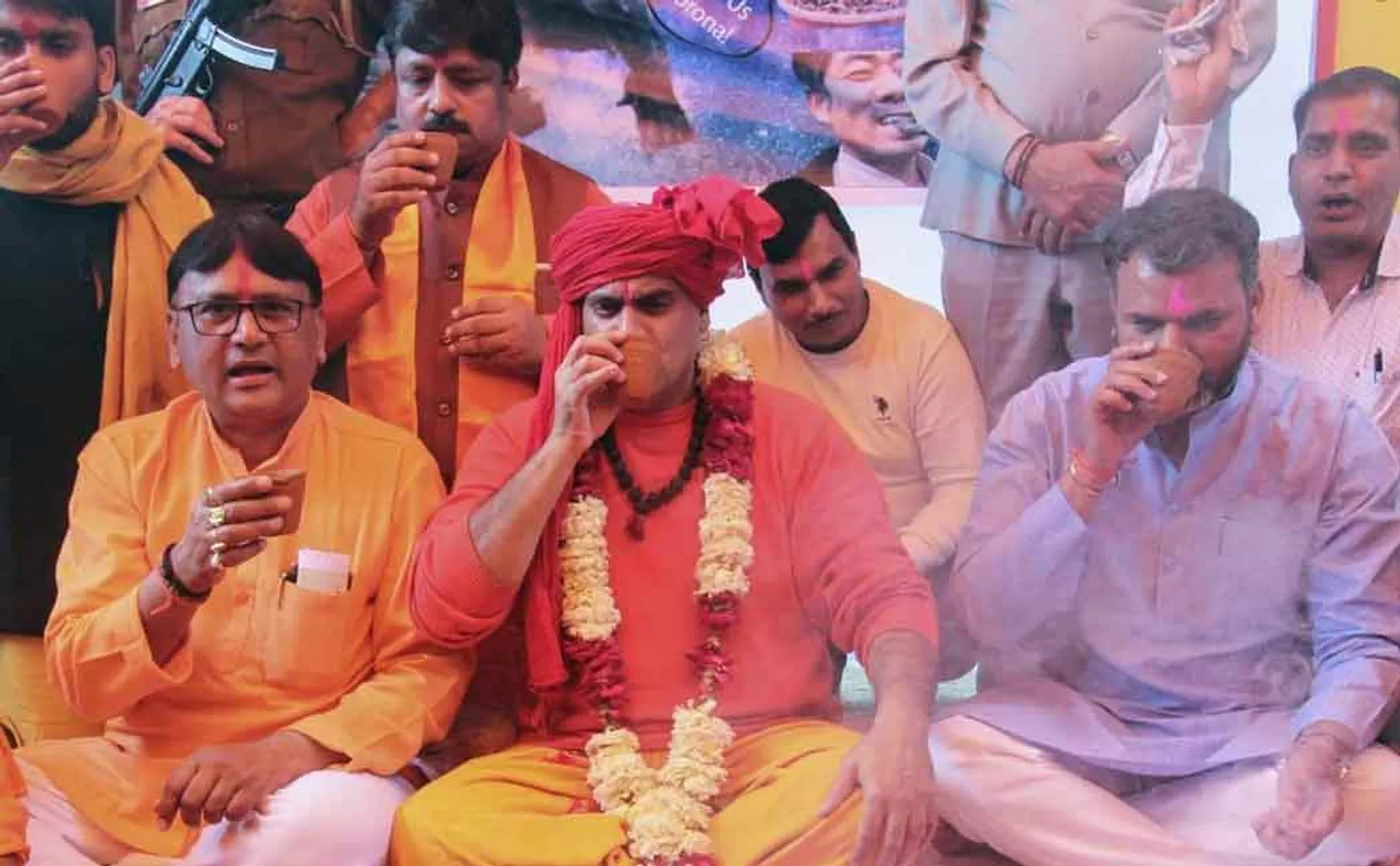 gaumutra party held in delhi amid corona fear