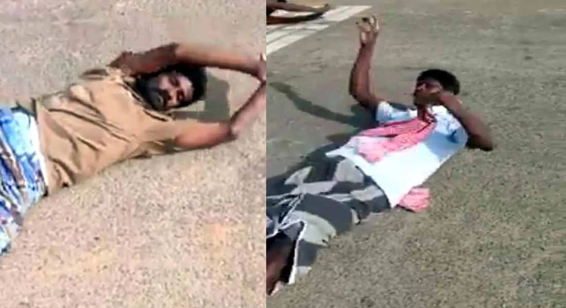 drinker youths on the road! - Excellent punishment!