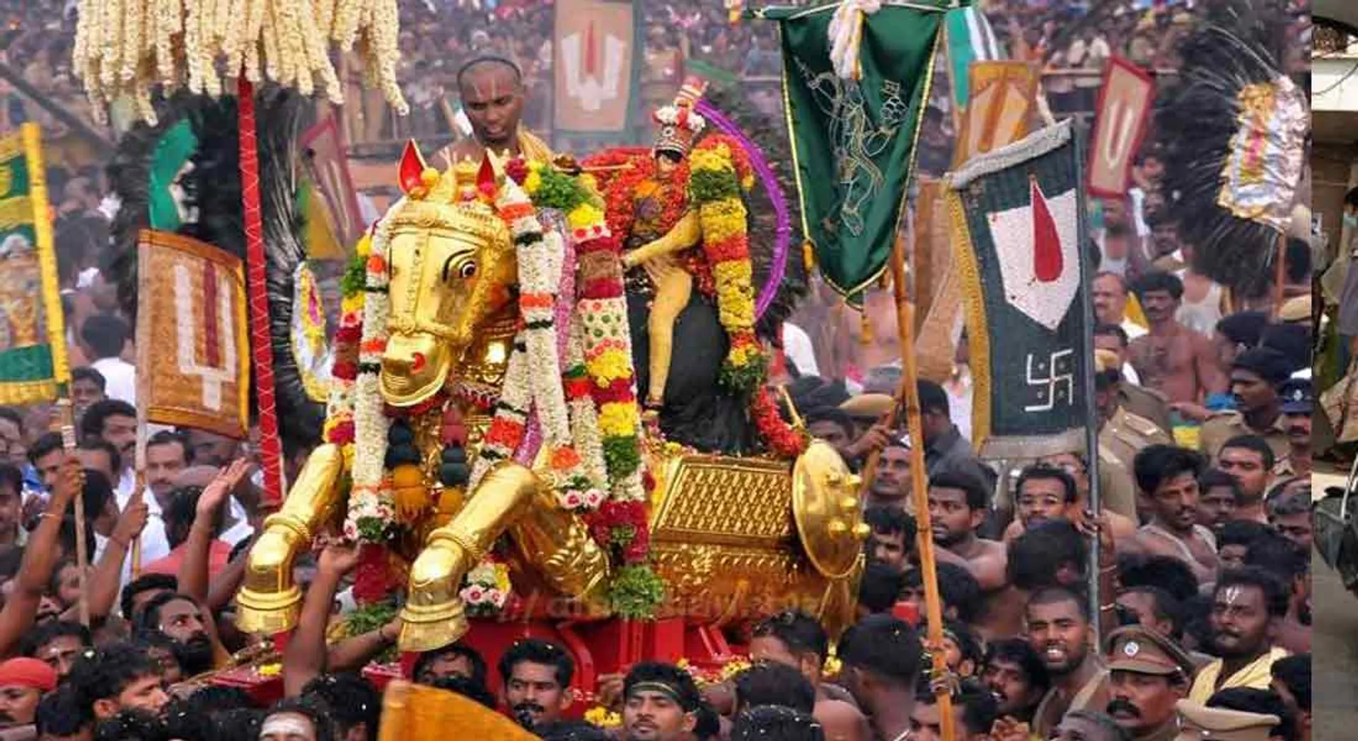  Kallazhagar golden horse at Alagarkovil