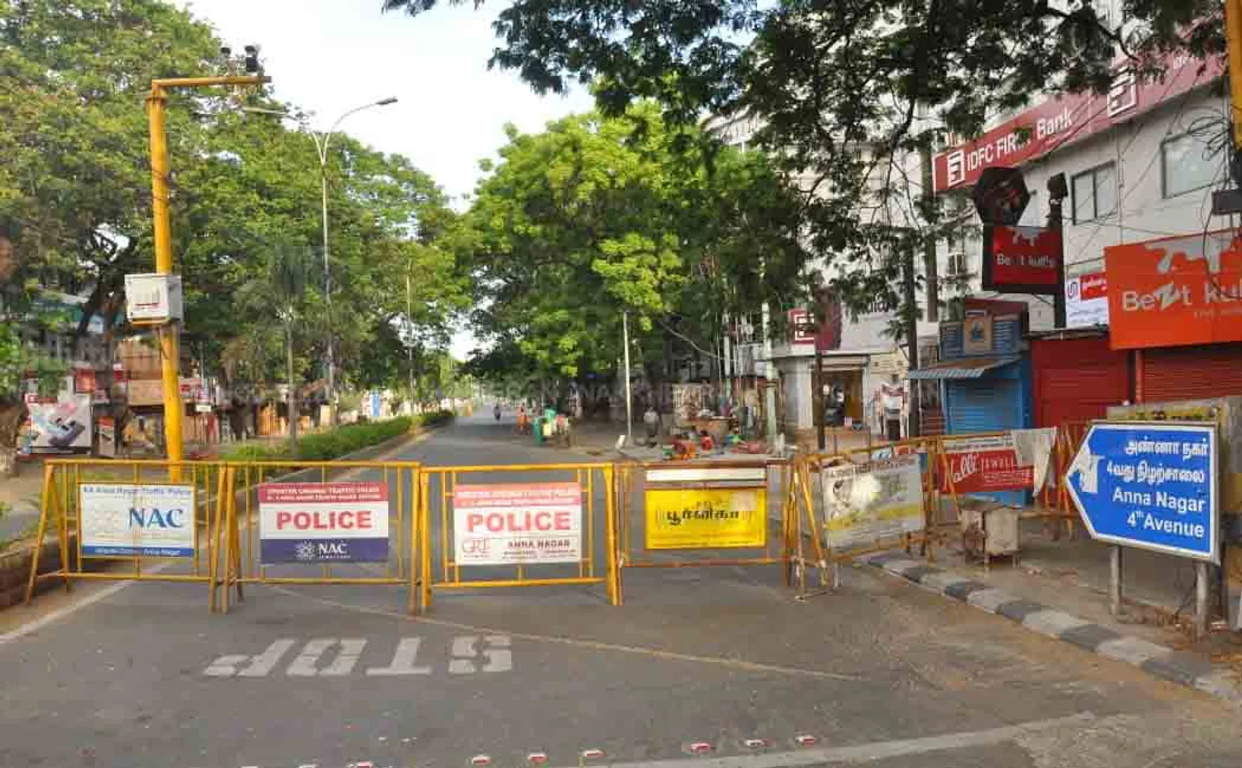 coronavirus chennai lockdown police check post 
