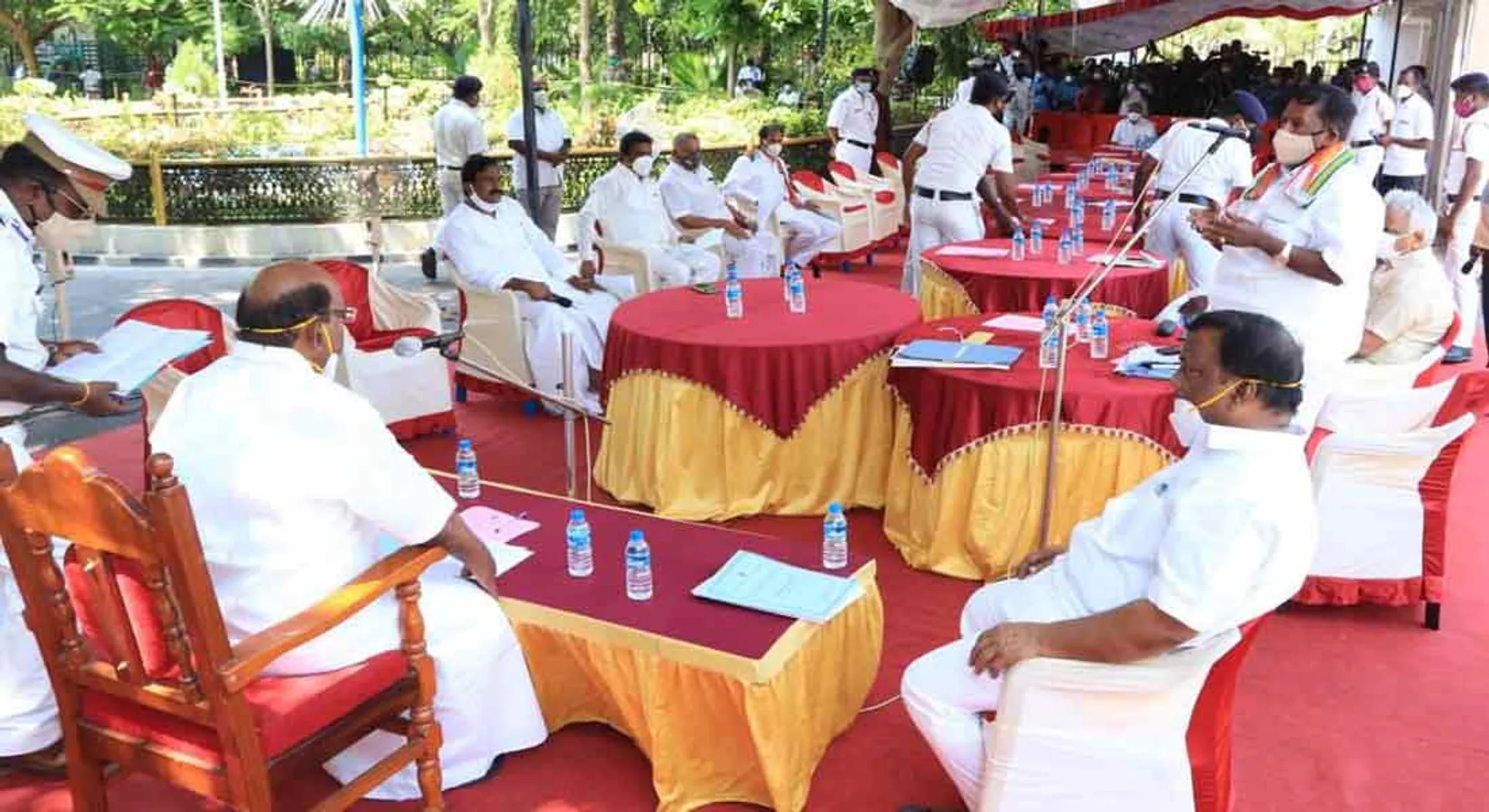  Corona for Puducherry NR Congress MLA! Legislative meeting held under a tree!