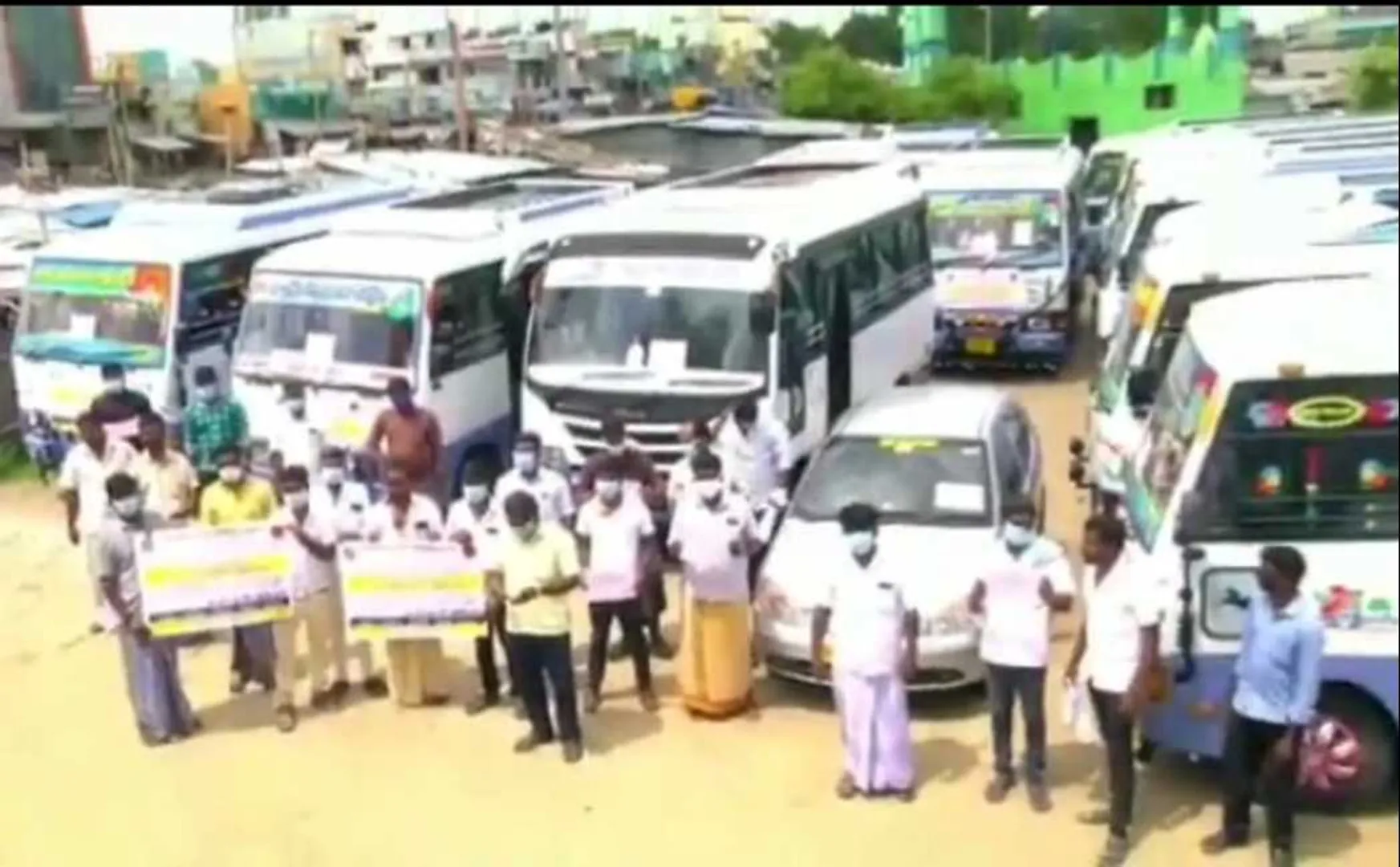 rental vehicle owners and drivers protest for their livelihood 
