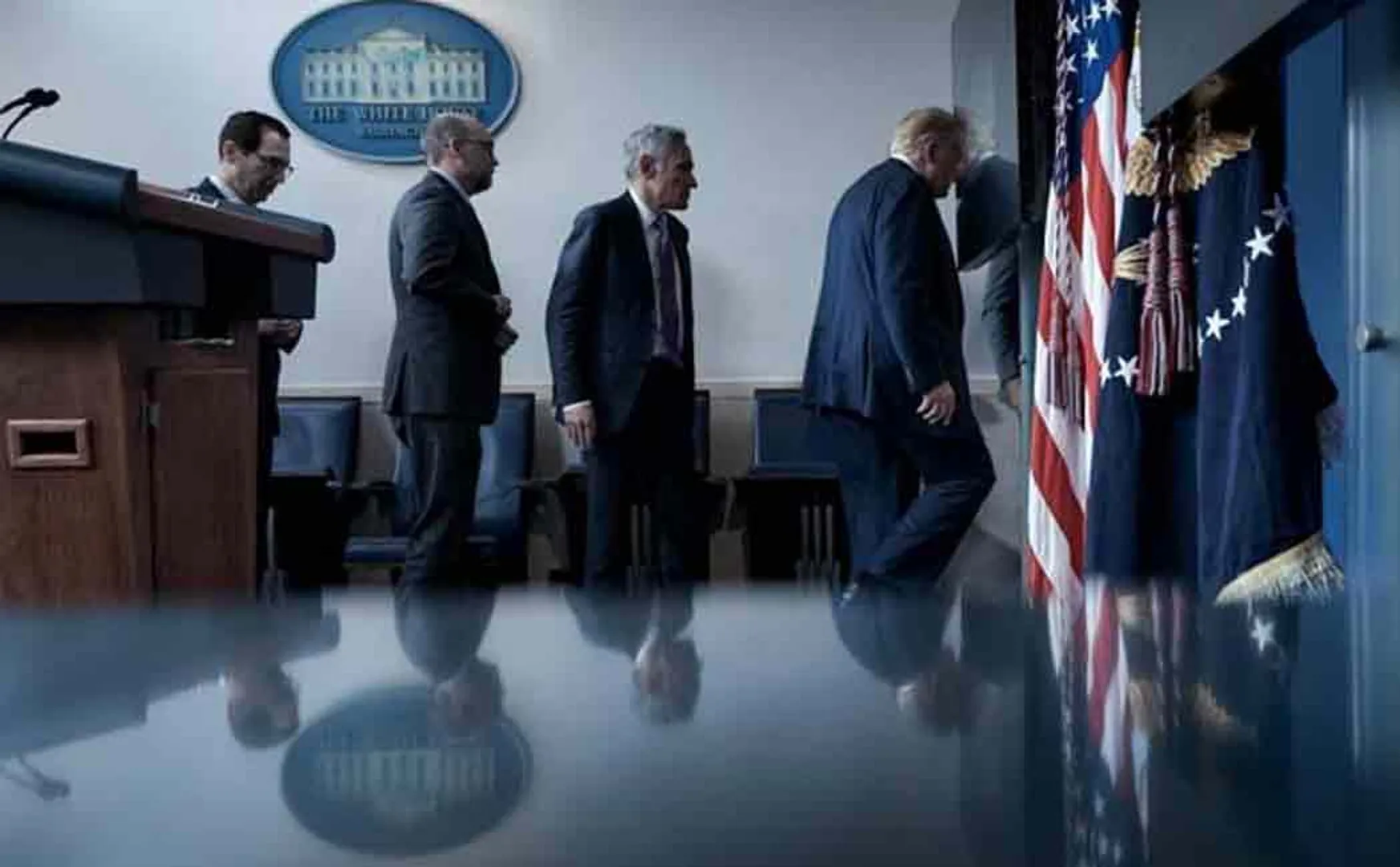 trump briefly stops press meet after a shoot sound