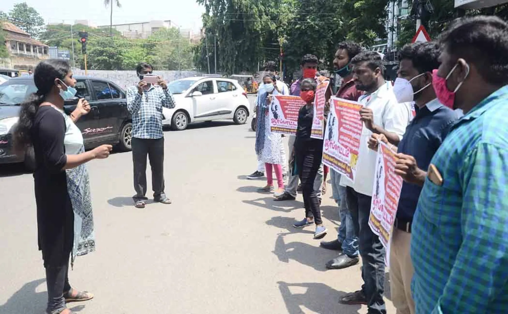  Corona relief Youths protest in Chetput