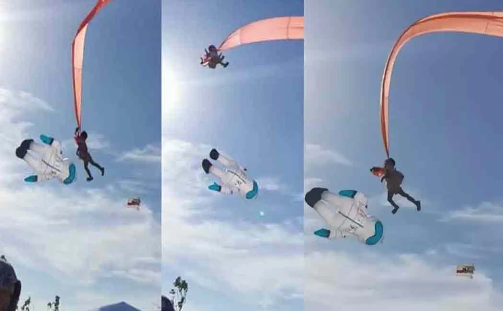 child stuck in kite at taiwan kite festival 
