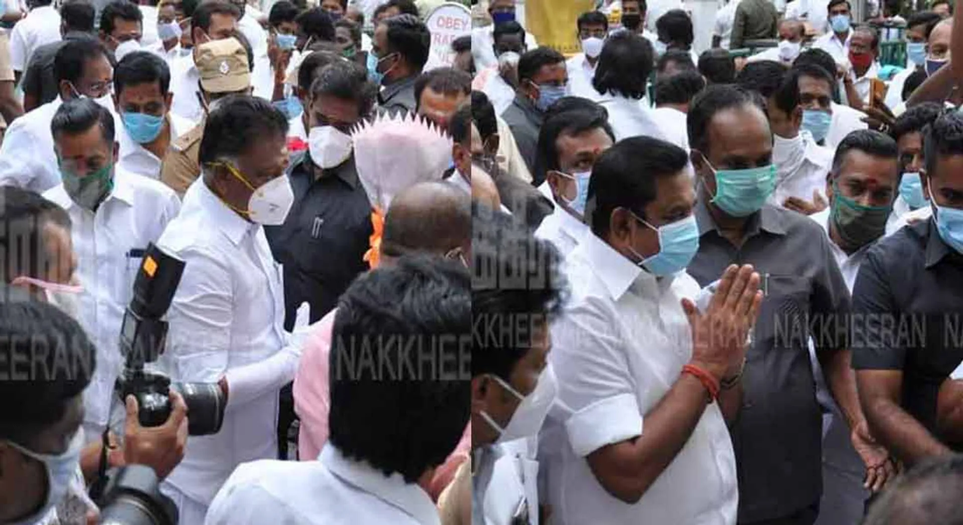 Slogan in support of OPS and EPS at the same time ... AIADMK High Level Consultative Meeting started