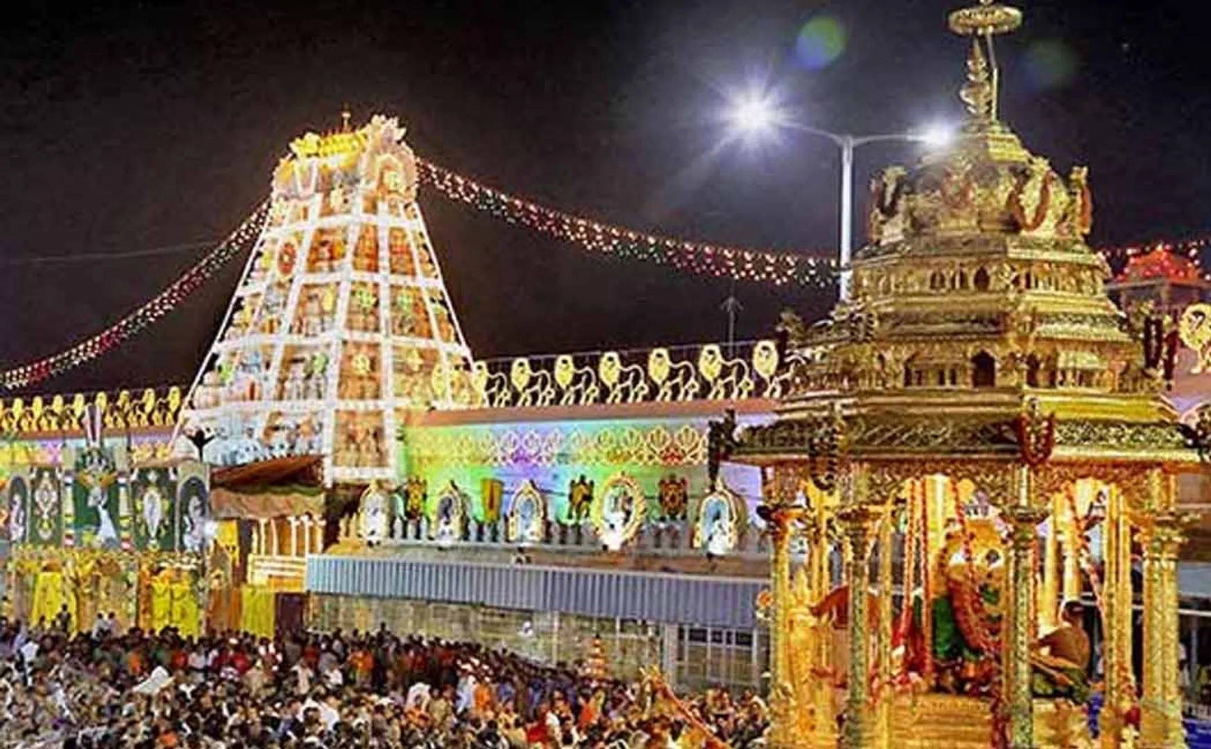 crowd less Tirupati  temple festival  Corona