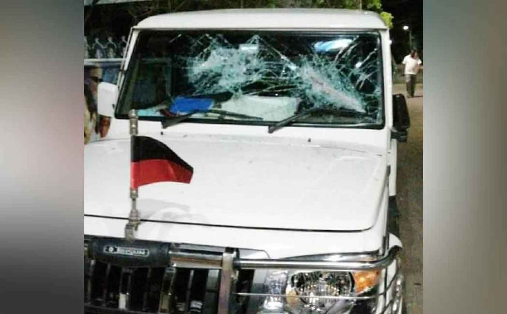 DMK MLA's car wrecked .. Panchayat people in the background ..?