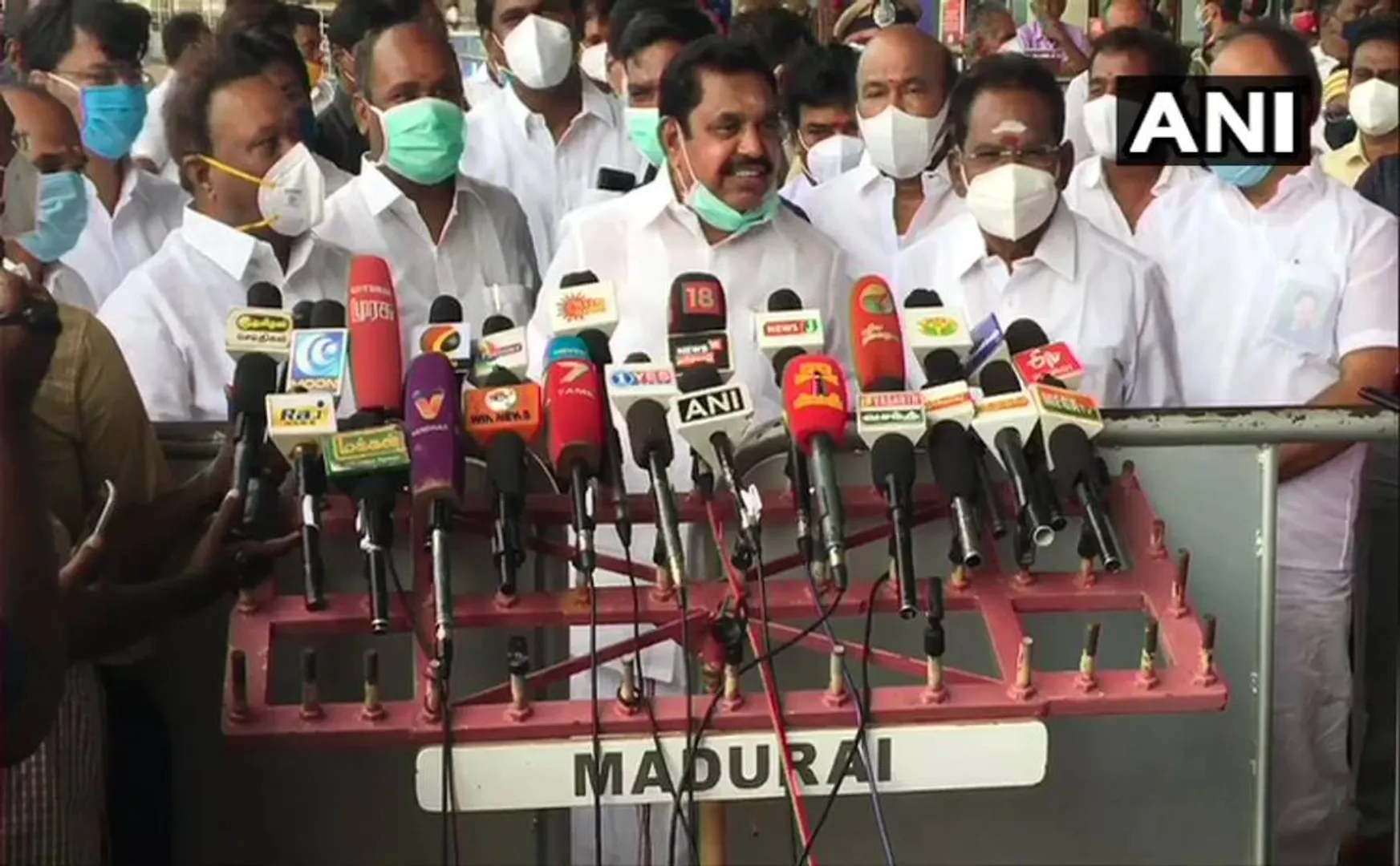 cm palanisamy press meet at madurai airport 