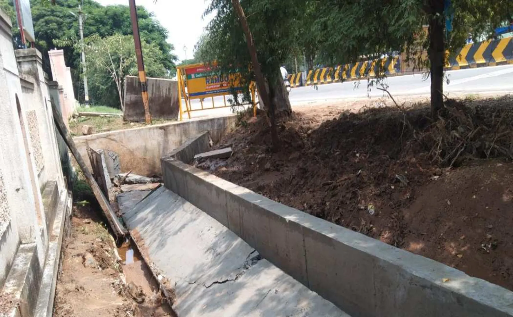 sewage water newly constructed rain damage in dharmapuri 