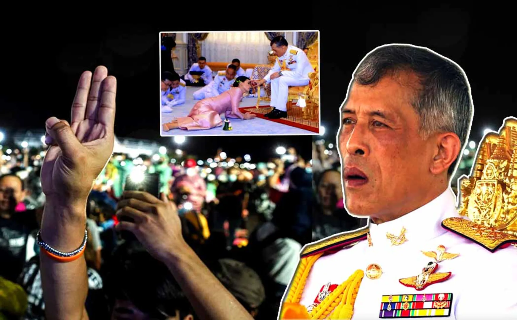 thailand- king - Maha Vajiralongkorn- attrocities - people suffer- student youth protest- 3 finger salute - Thailand Monarchy 