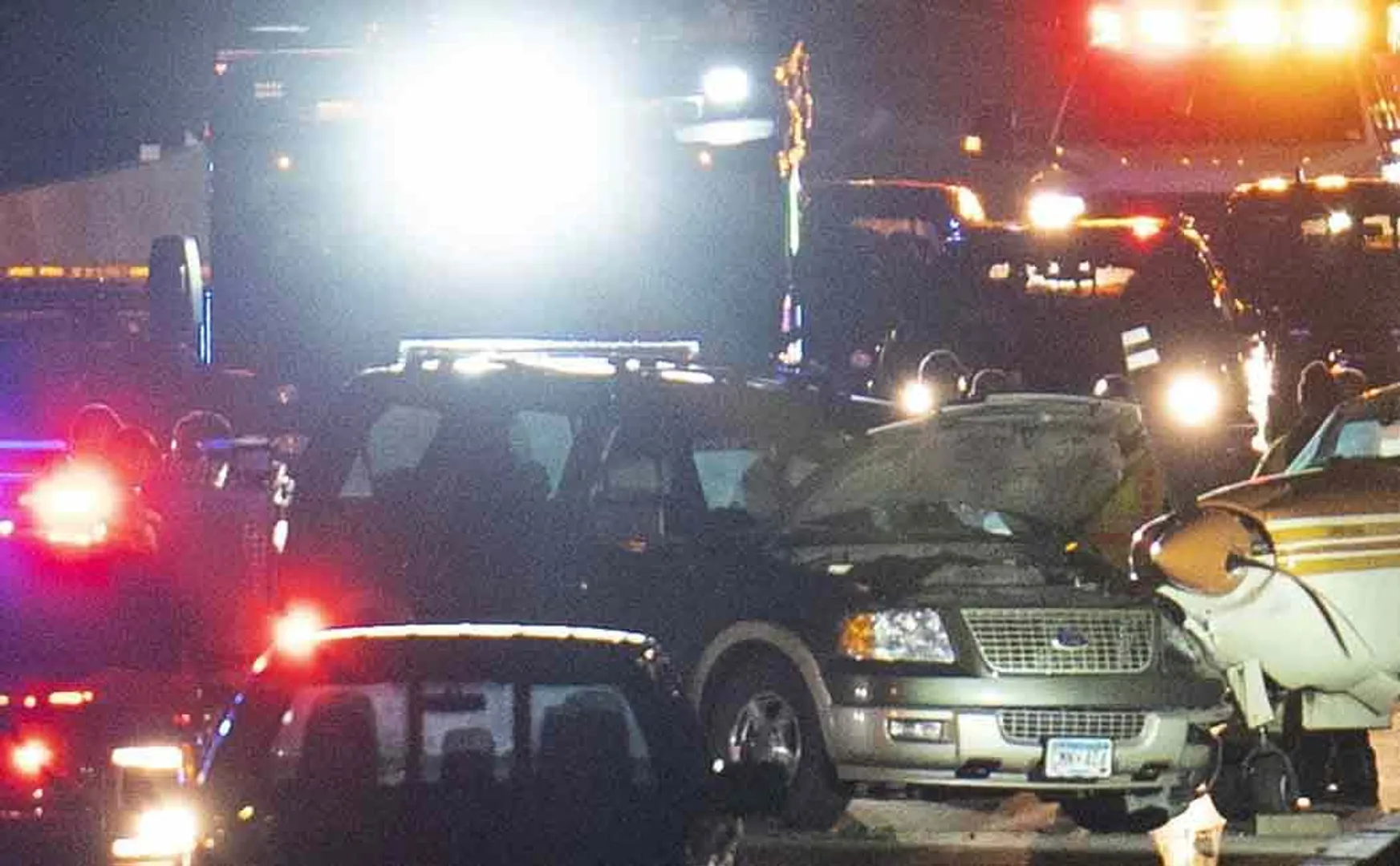 minnesota flight lands on road and crashes suv