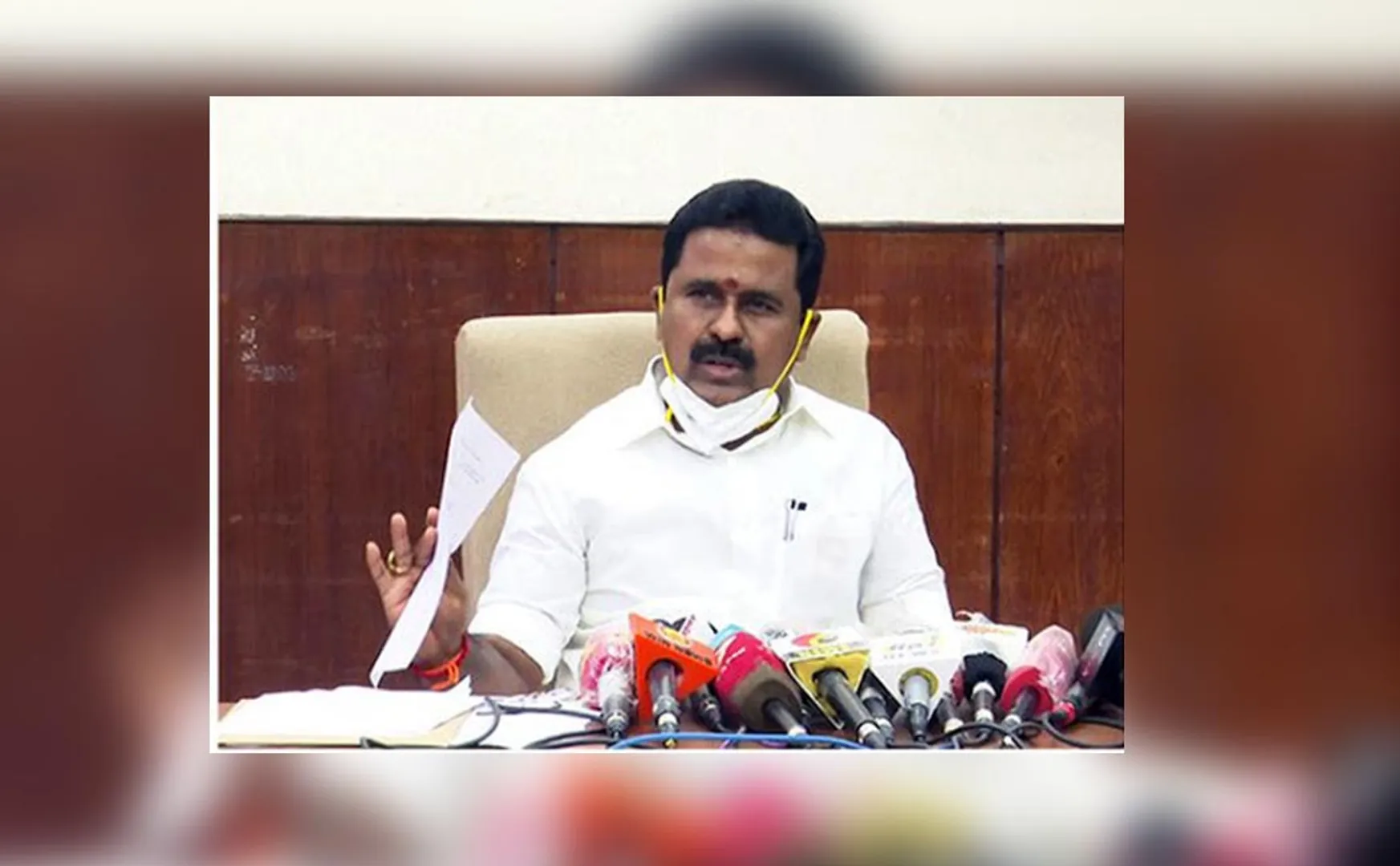 ministe kamaraj press meet at tiruvarur district 