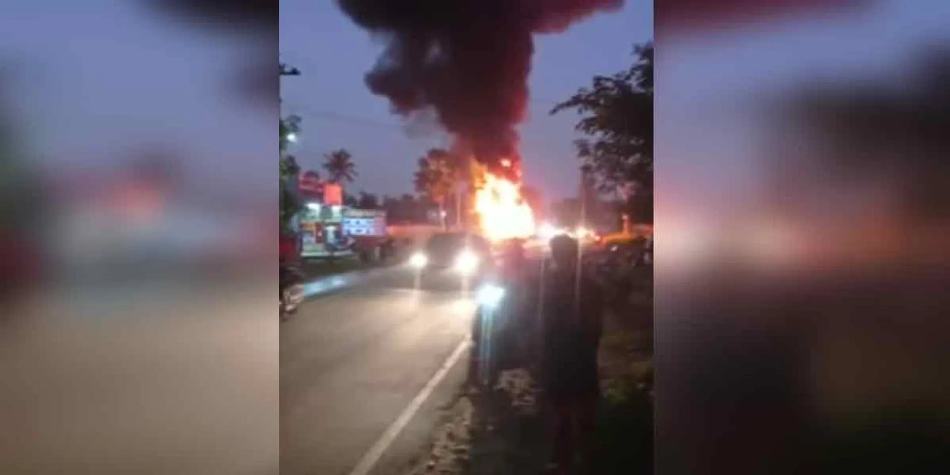 bus collision near Avadi ... Relatives set fire to the bus!