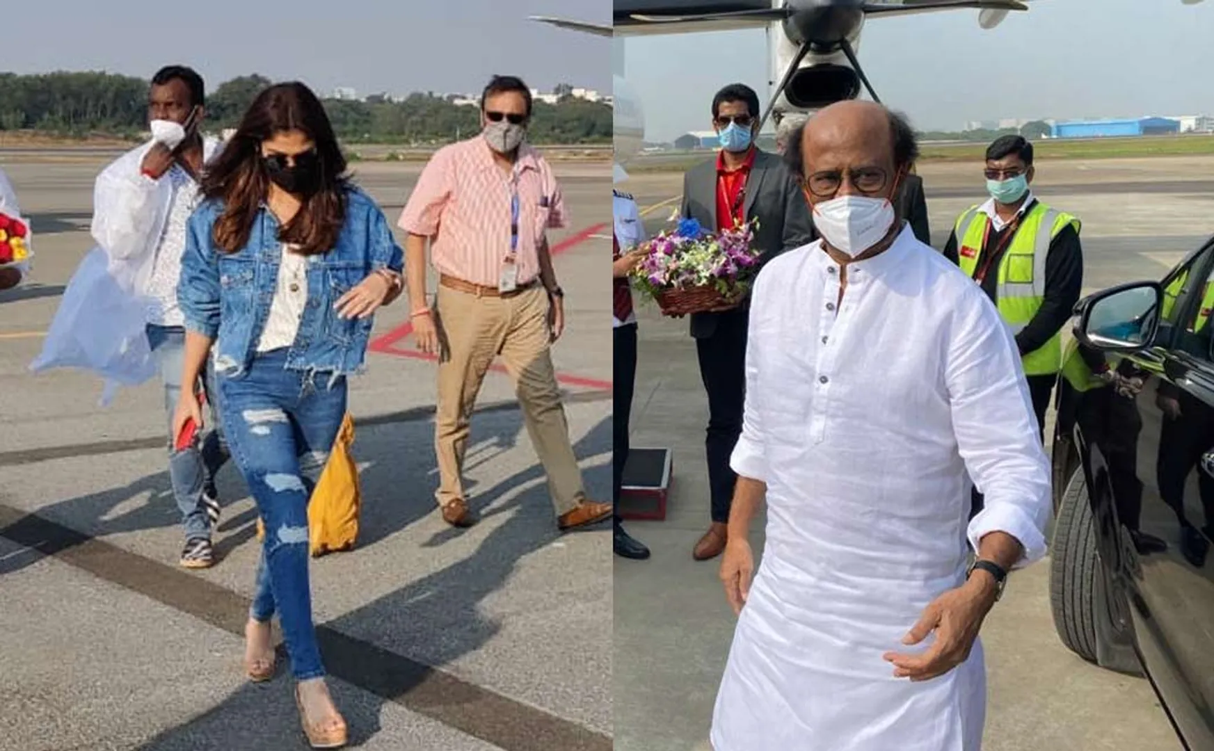 Rajinikanth and Nayanthara Travel to Hyderabad for Annathe Shooting 