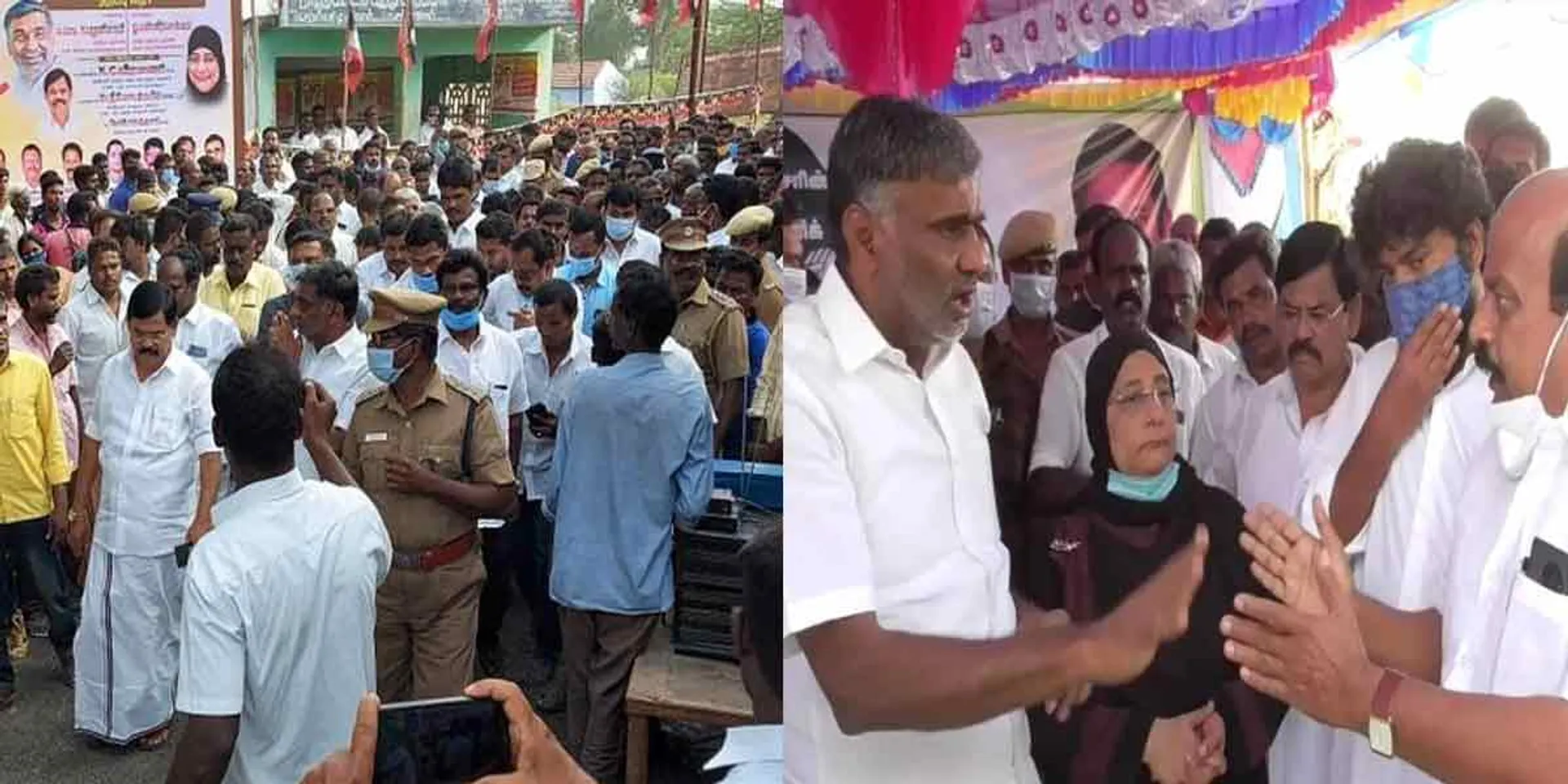  Minister Veeramani arguing with DMK MLA at the opening ceremony of the mini clinic ...