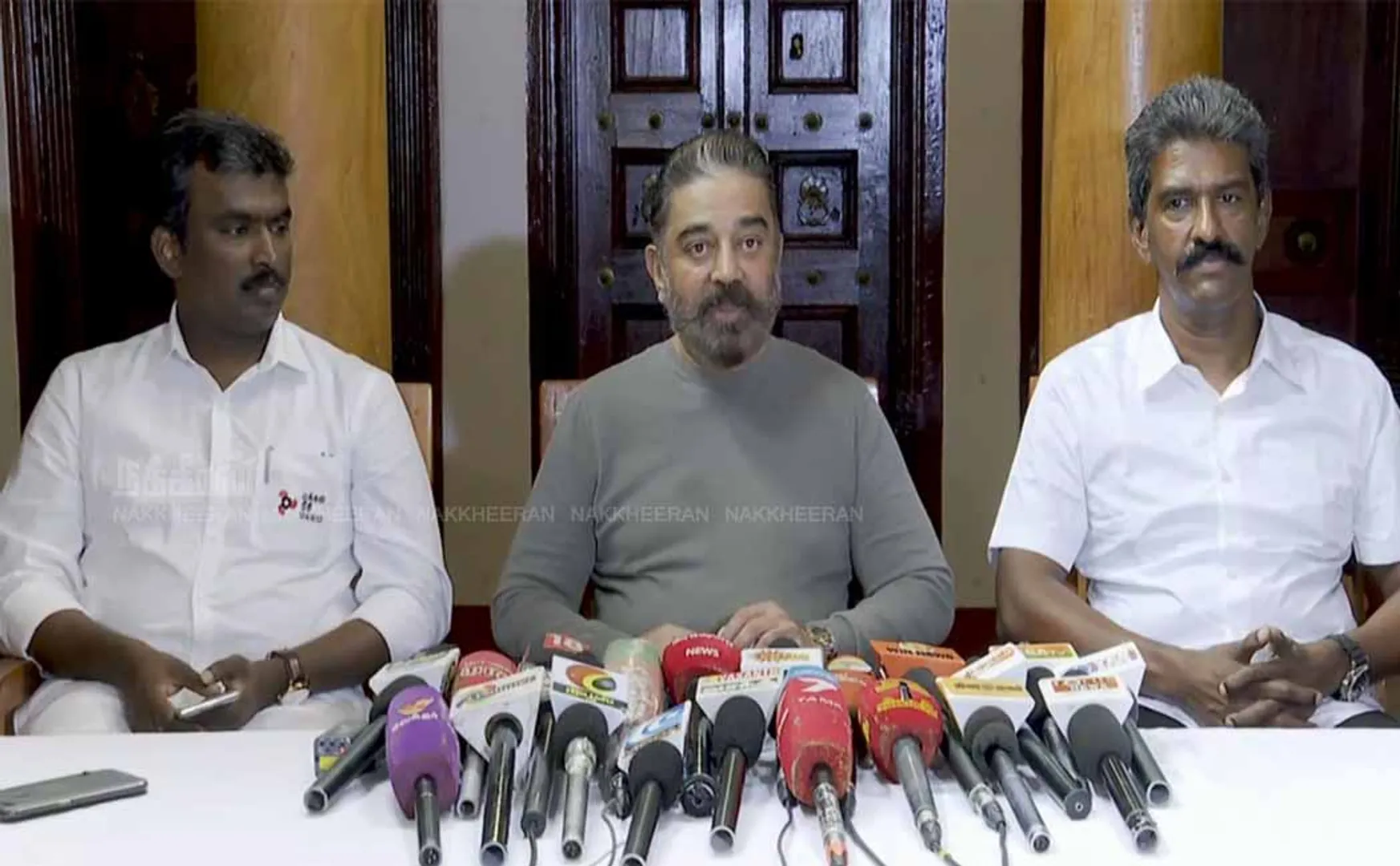 makkal needhi maiam party kamal haasan press meet at pudukkottai 