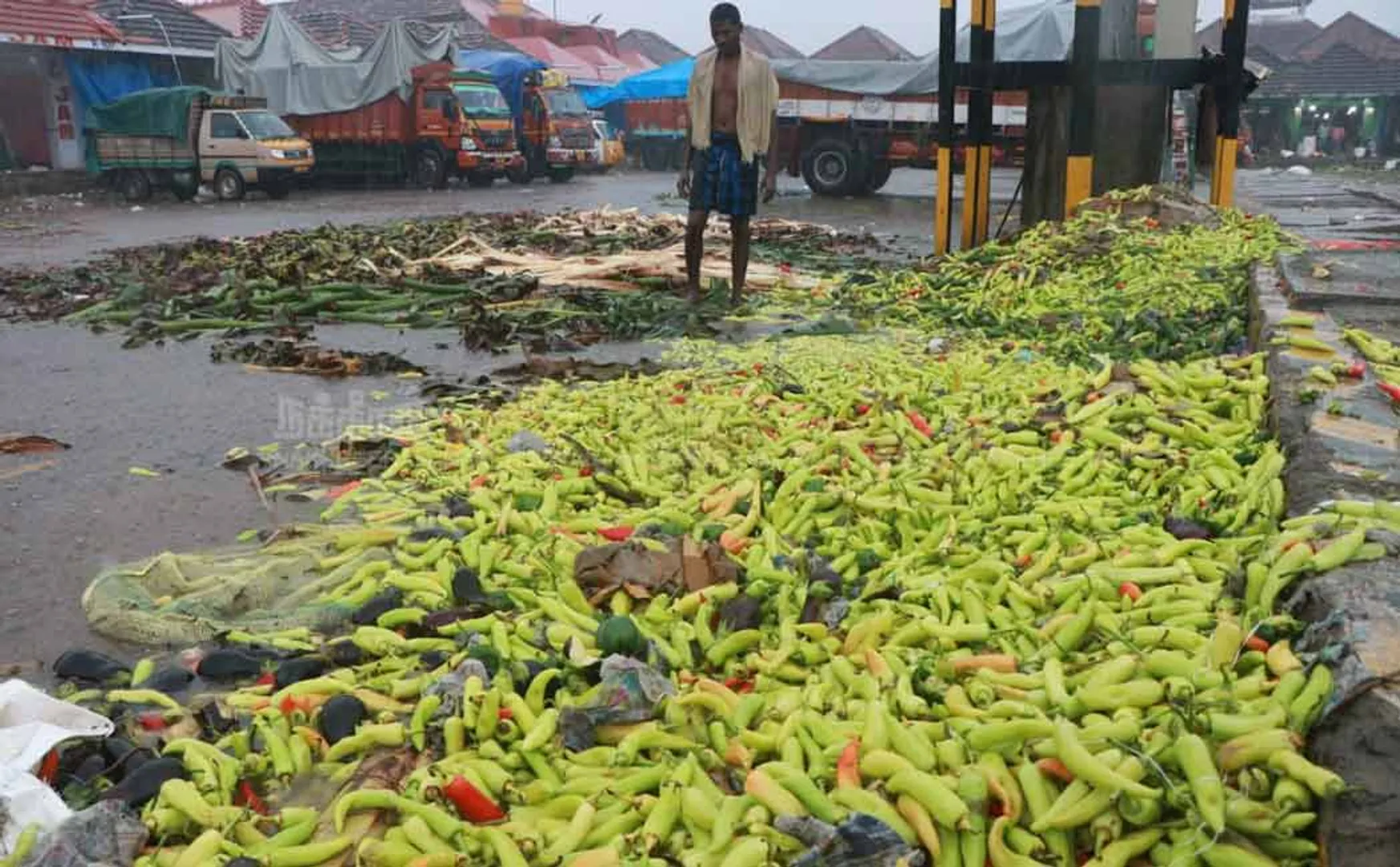 Chennai Rain Koyambedu market photos 