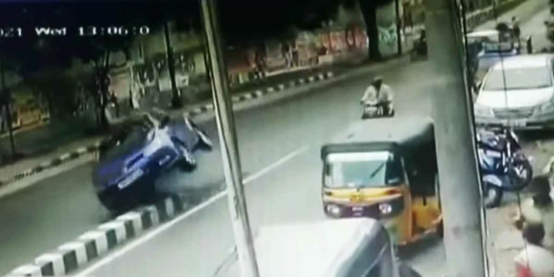 Car on wall ... - shock CCTV footage!