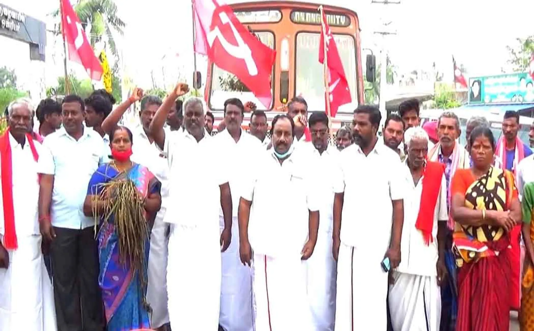 Communist party road blockade demanding relief
