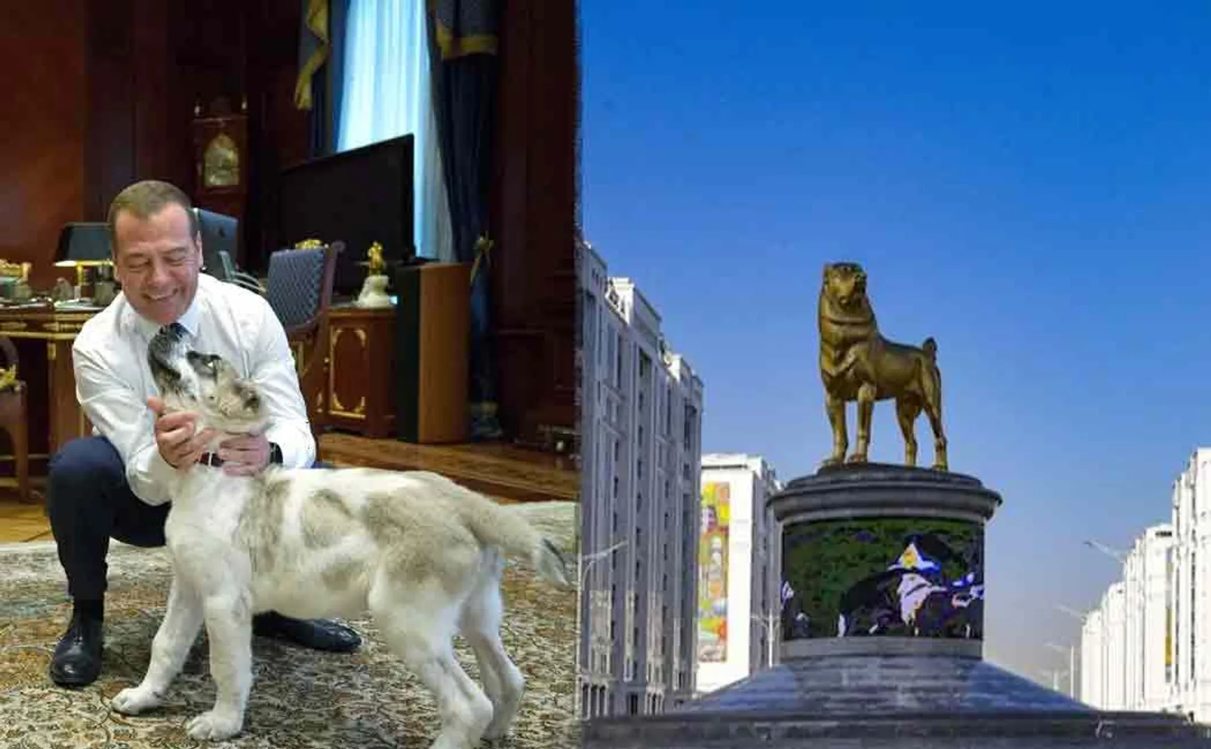 Turkmenistan leader and alabai dog