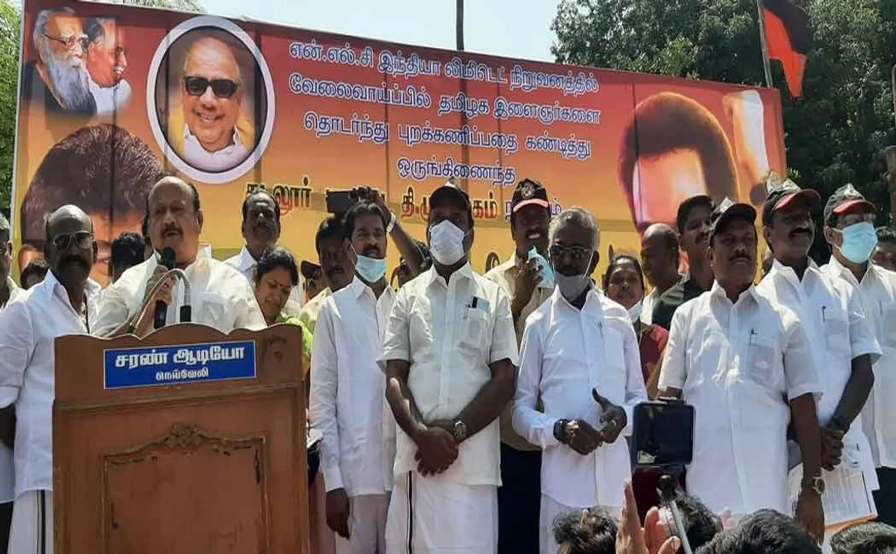 dmk volunteers struggle against NLC , tamilians ignored action