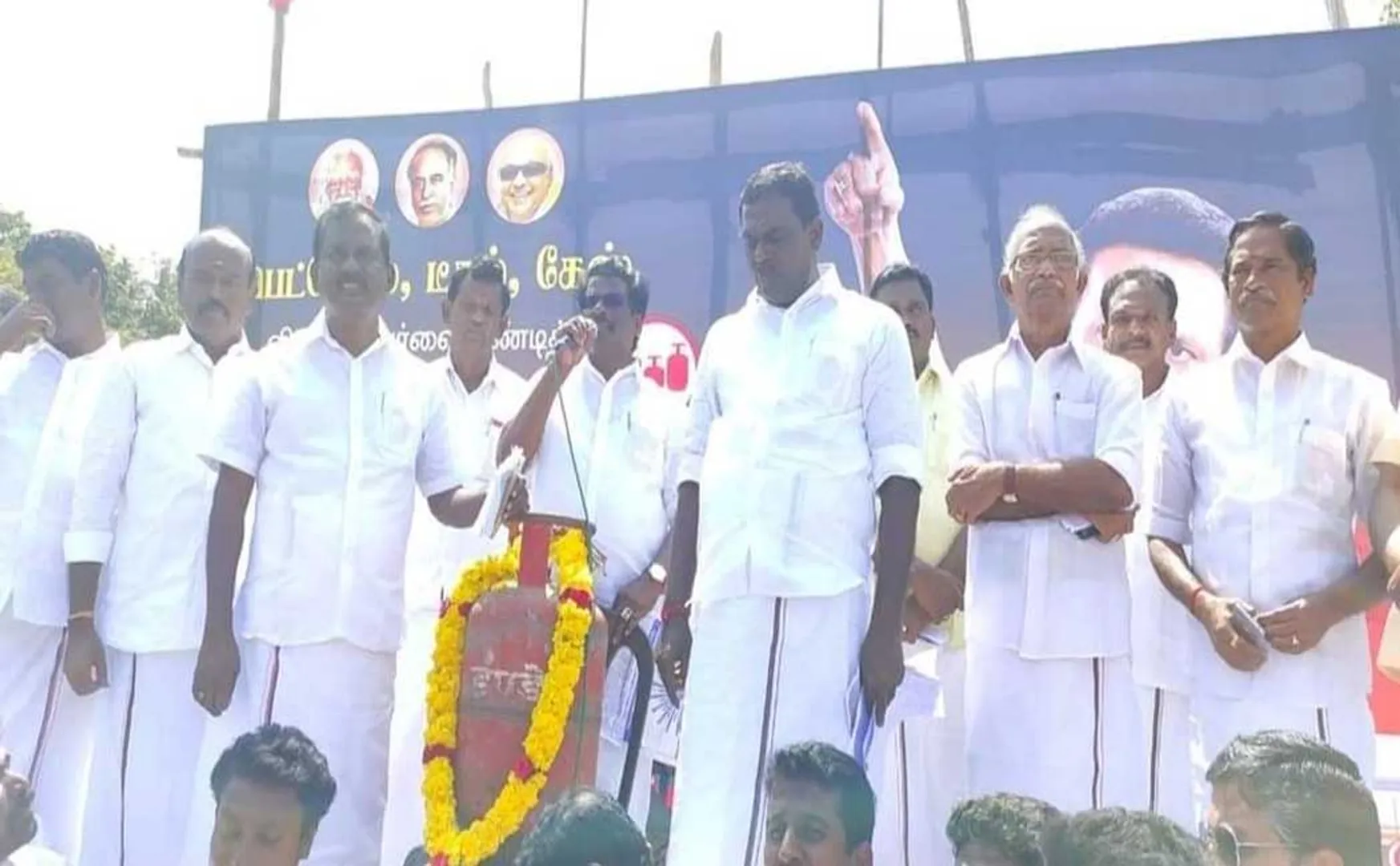 petrol, diesel, gas price hike dmk nagai district 