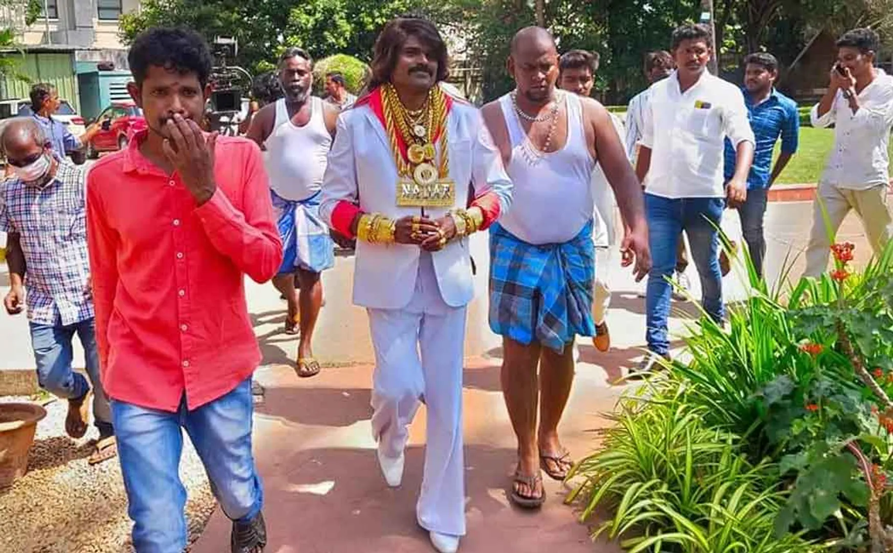 Pooja of the movie starring Hari Nadar in a famous studio 
