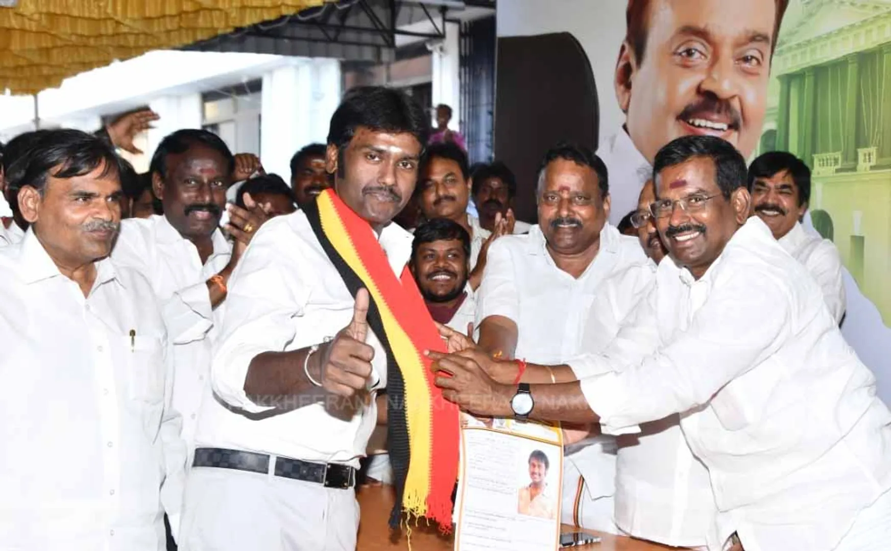 dmdk party vijayakanth son press meet at chennai 