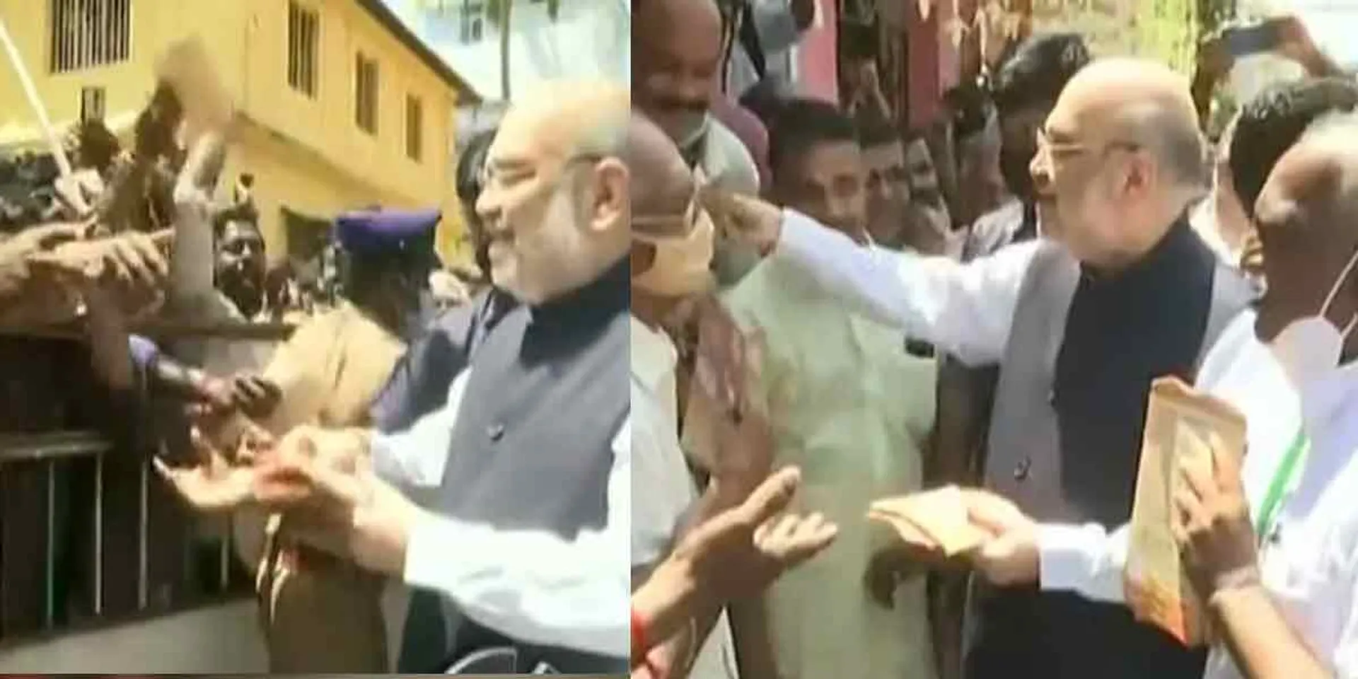  Amit Shah goes door to door collecting votes ...