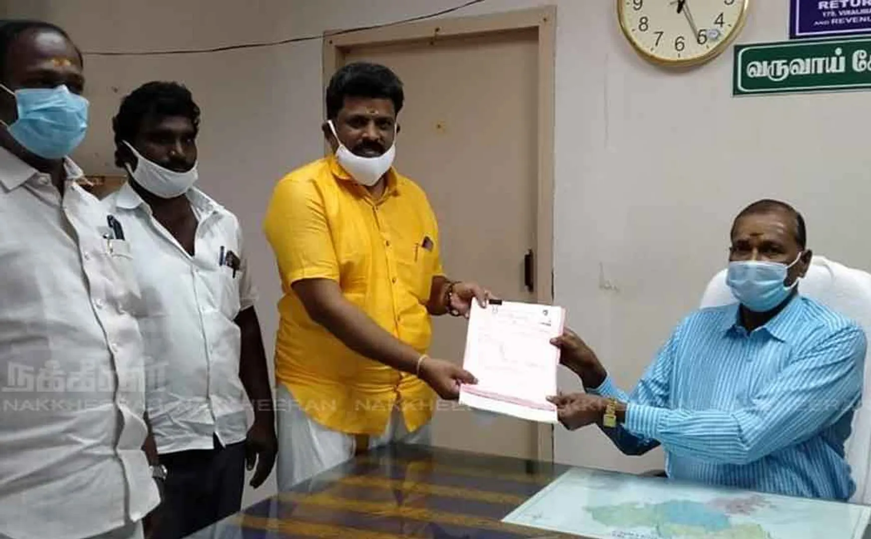 AIADMK district administrator who filed nomination independently in the ministerial constituency