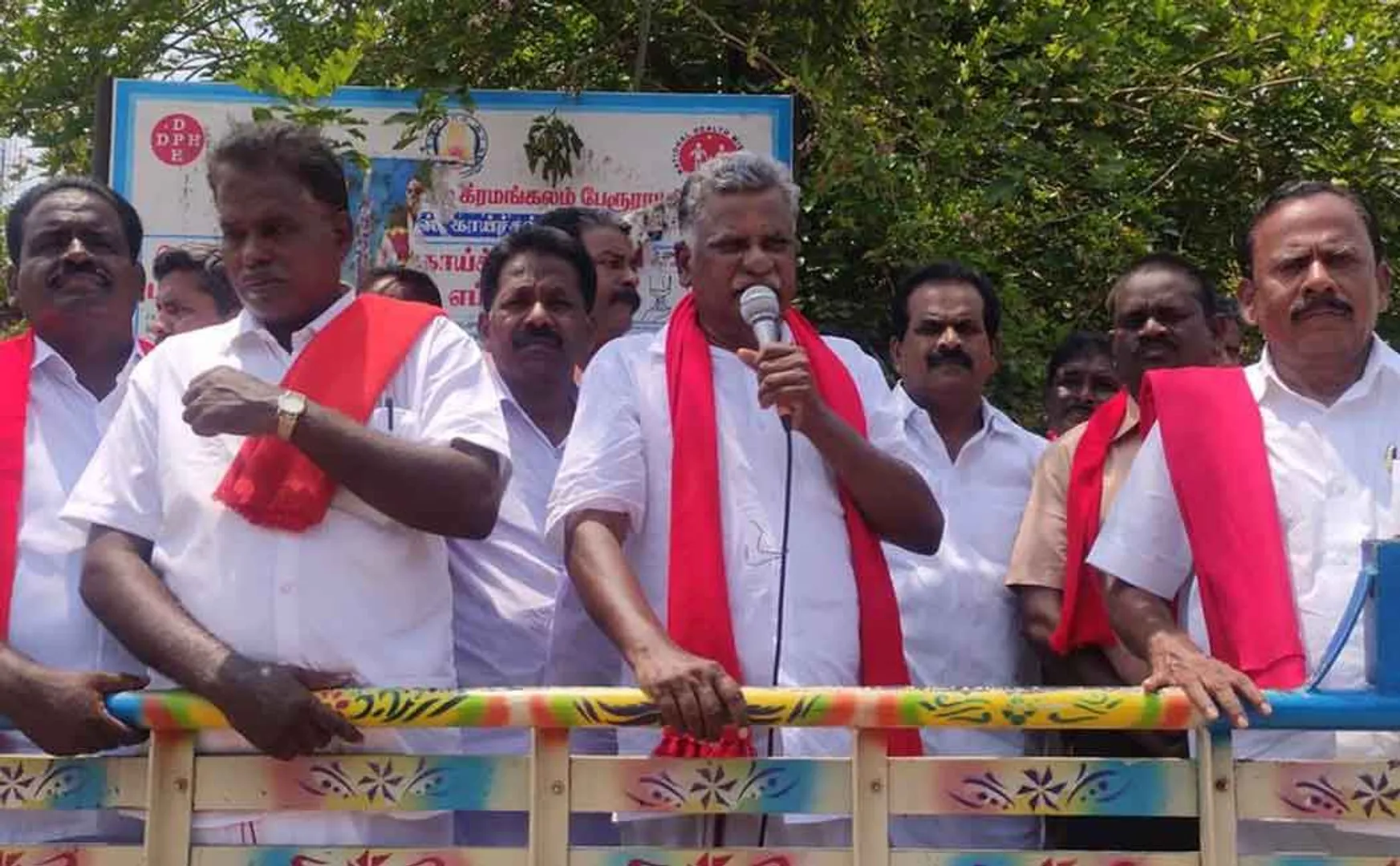edappadi lying by wearing green towel on shoulder as farmer