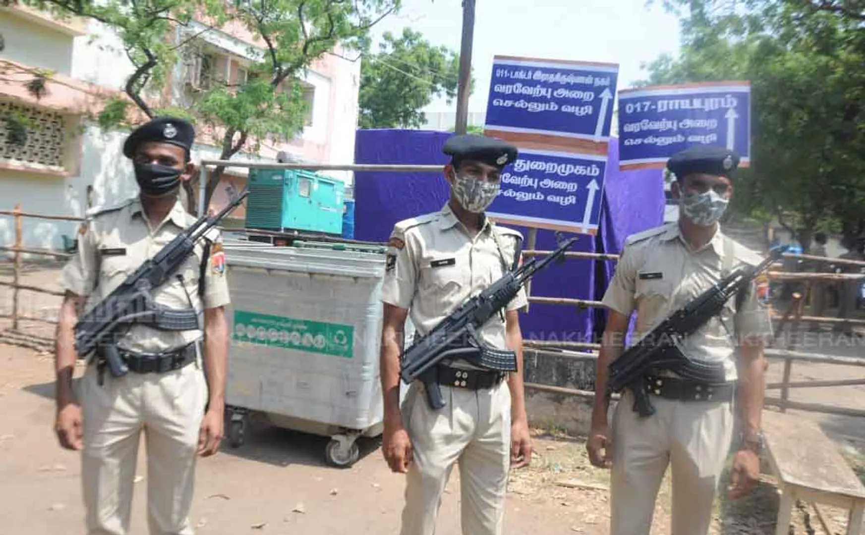 Heavy security for voting machines 
