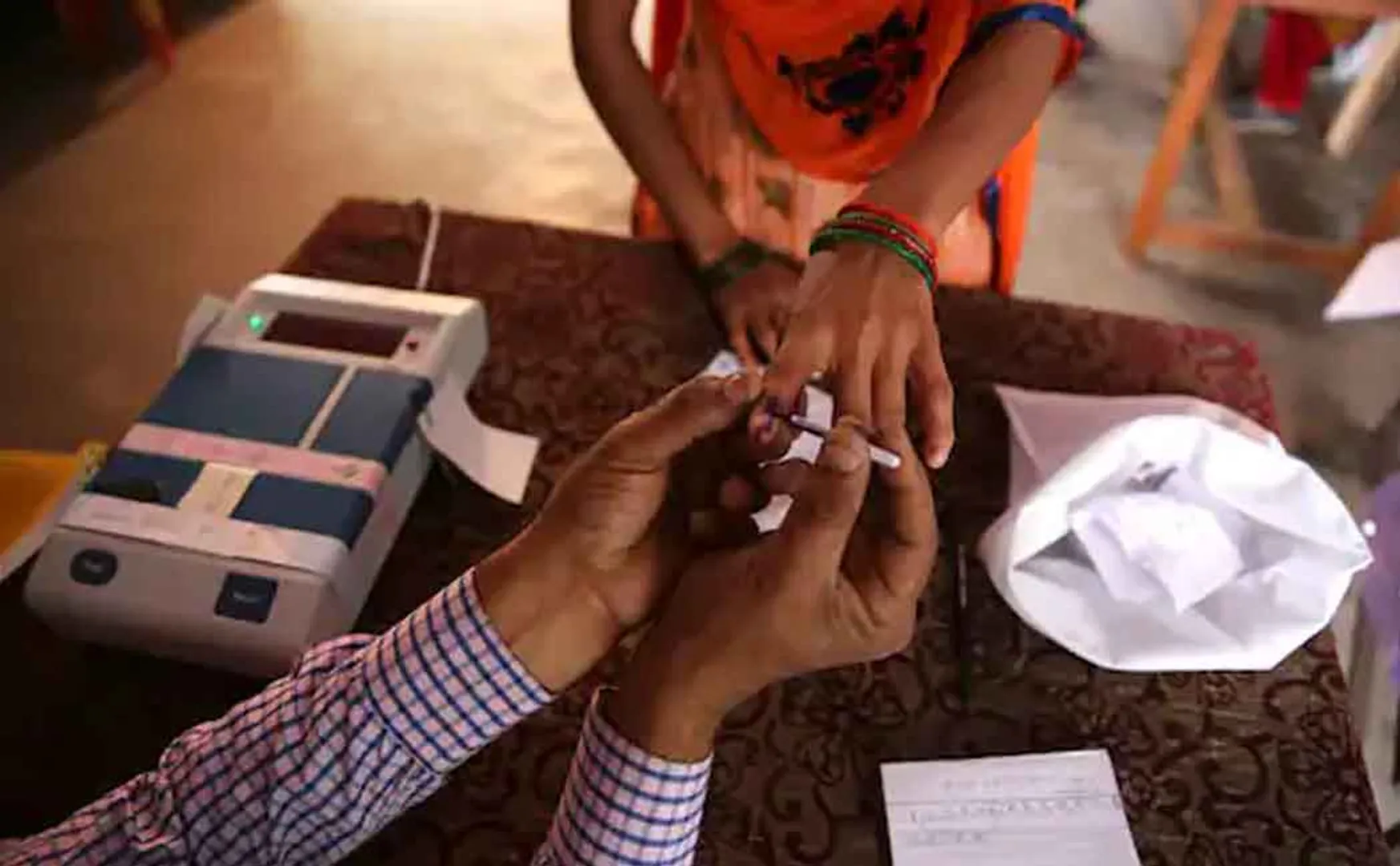 Two villagers who went by boat and registered their vote