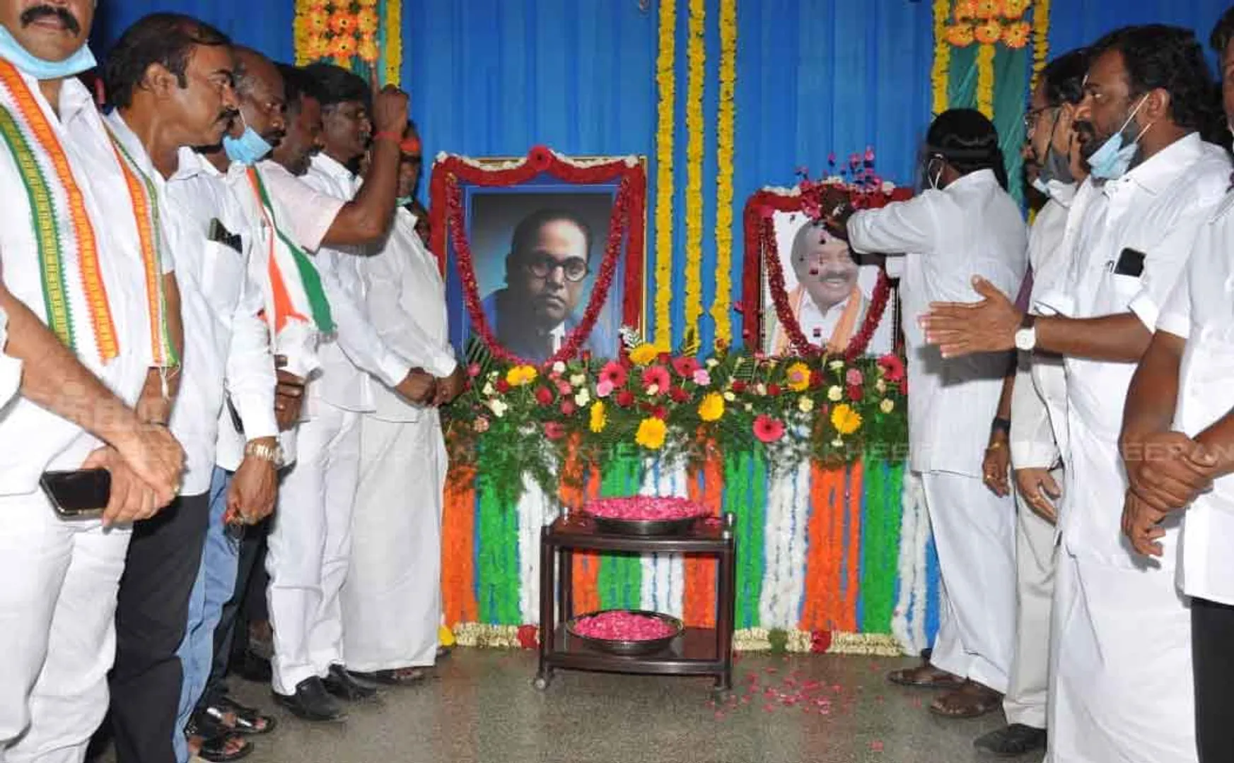 MP pays  homage to Ambedkar, Vasantha Kumar 