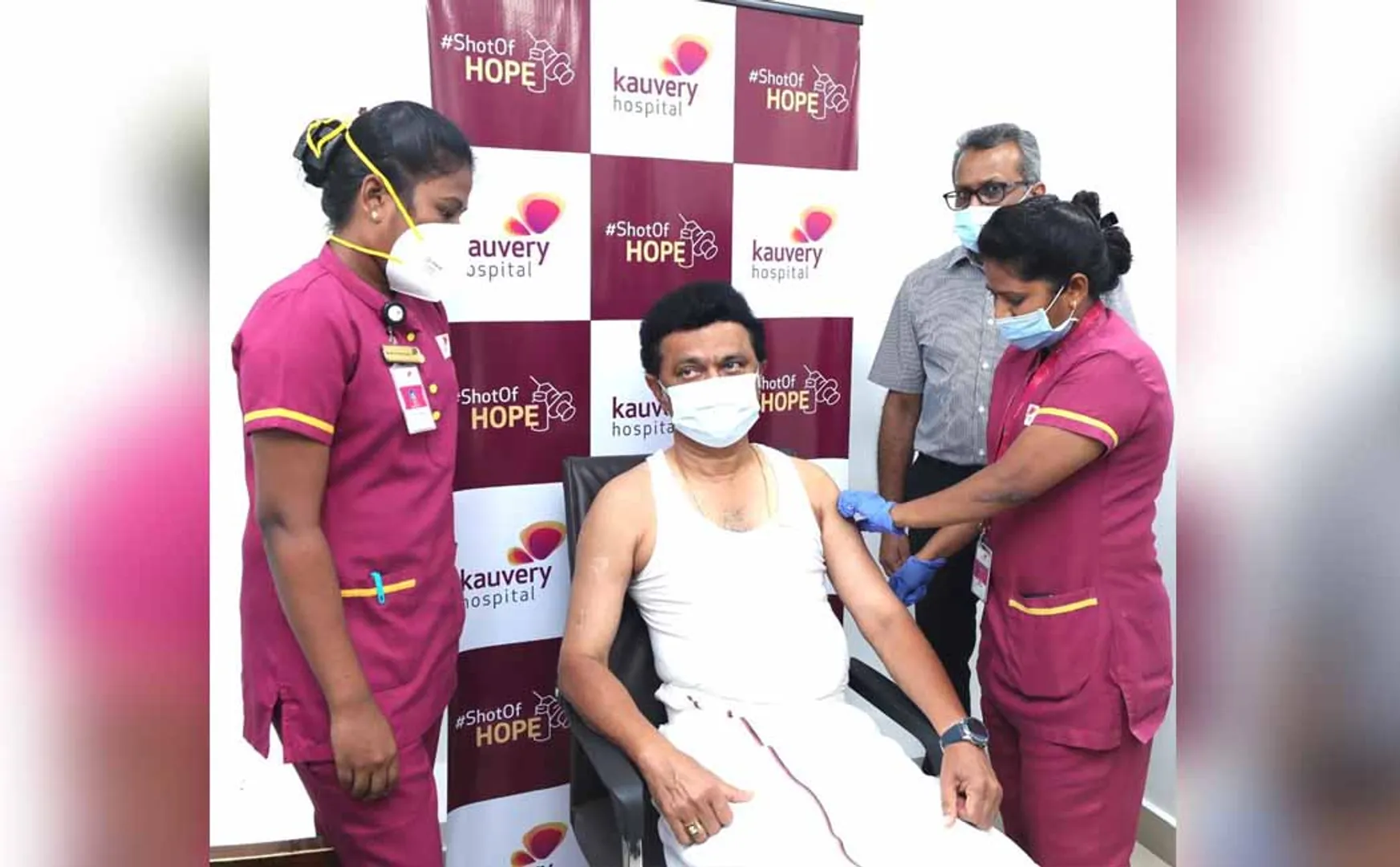 coronavirus vaccine second does dmk mkstalin at kauvery hospital 