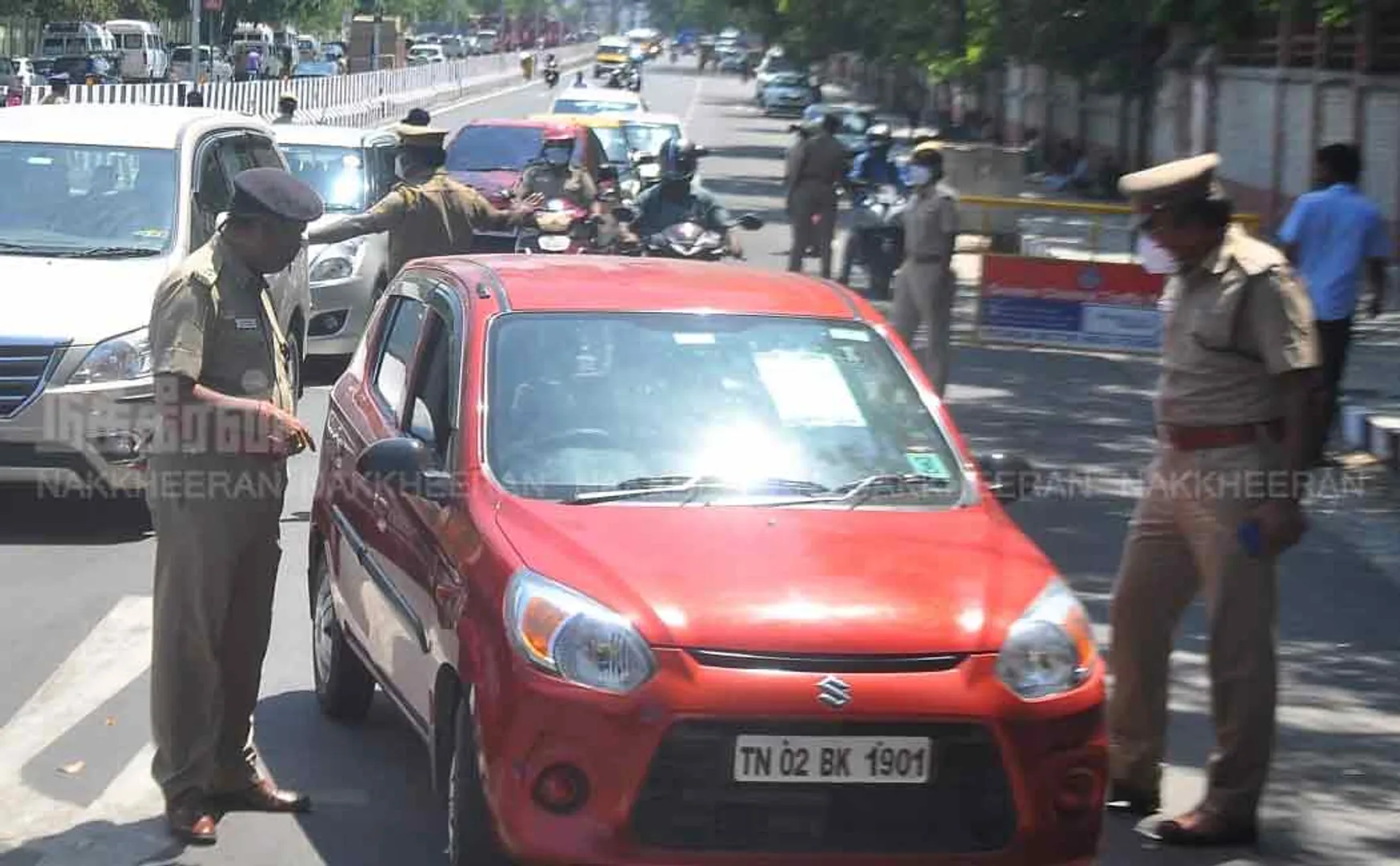 Vehicle check on Poonamallee highway  