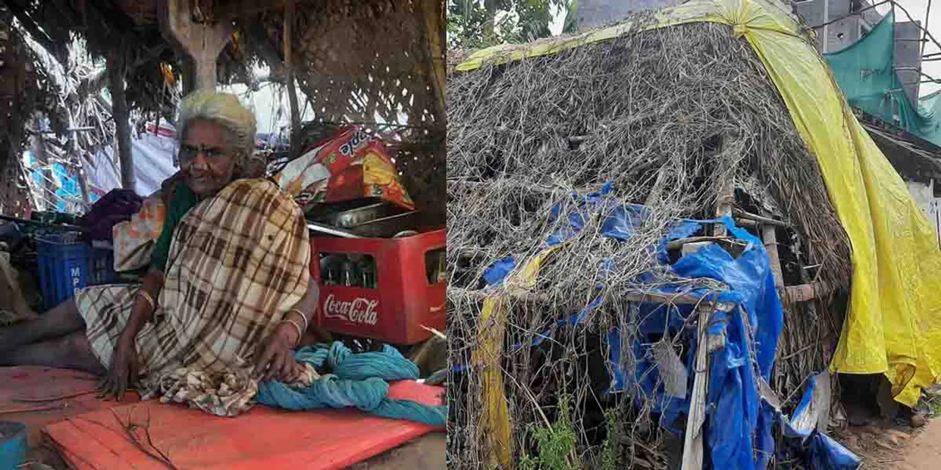 An old woman living in a dilapidated hut near Panruti ... Can you get help?